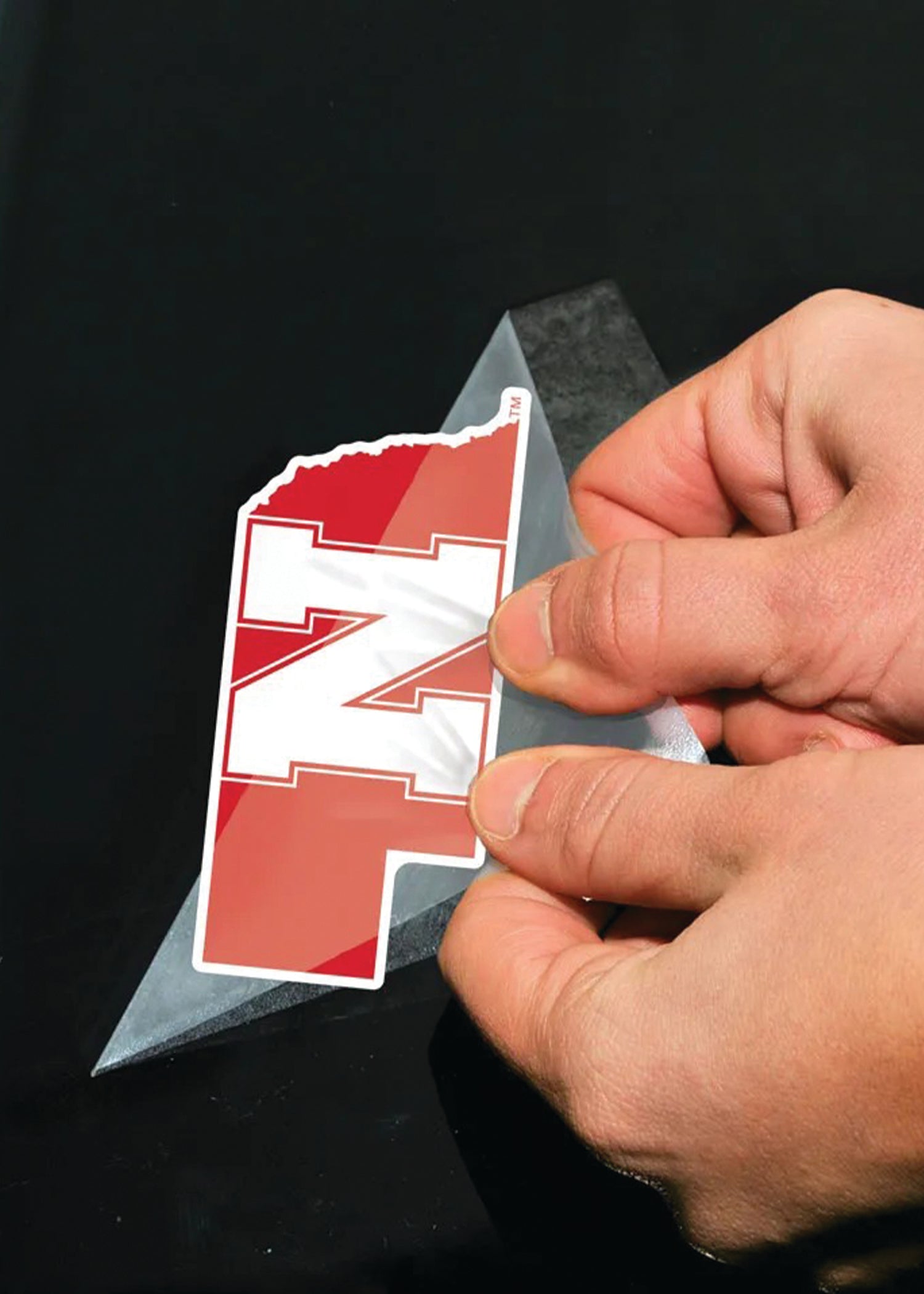 4x4 Perfect Cut Decal 2-Pack - Script Huskers - State Outline - Nebraska Cornhuskers