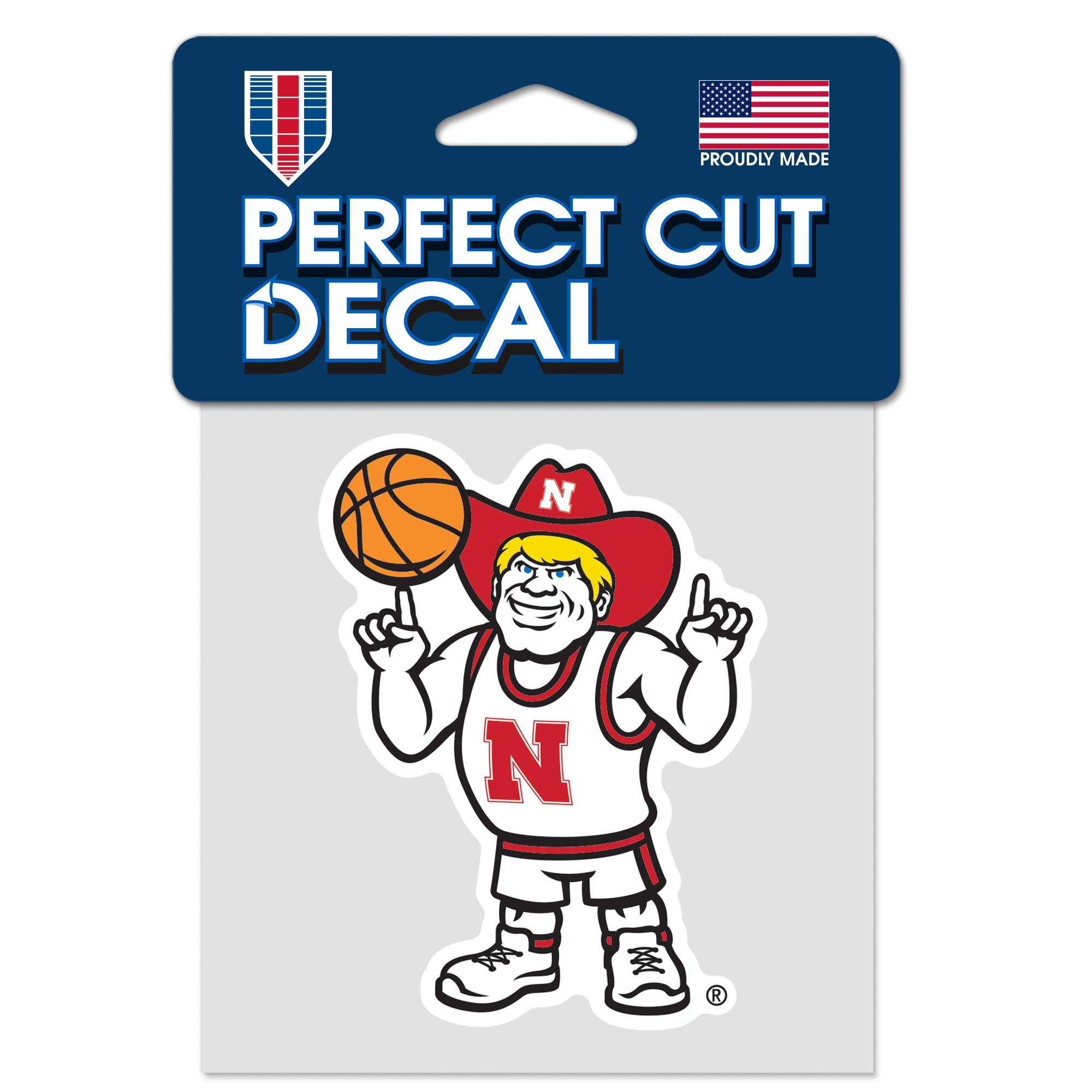 4x4 Perfect Cut Decal Herbie Basketball - Nebraska Cornhuskers