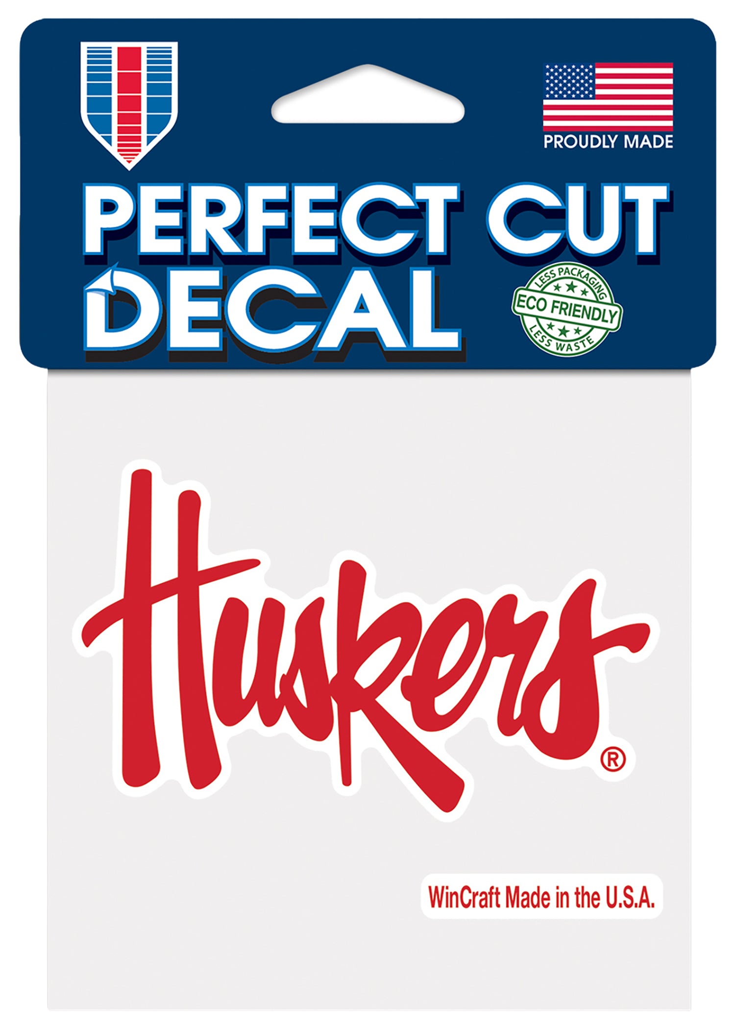 4x4 Perfect Cut Decal Huskers Script Nebraska Cornhuskers