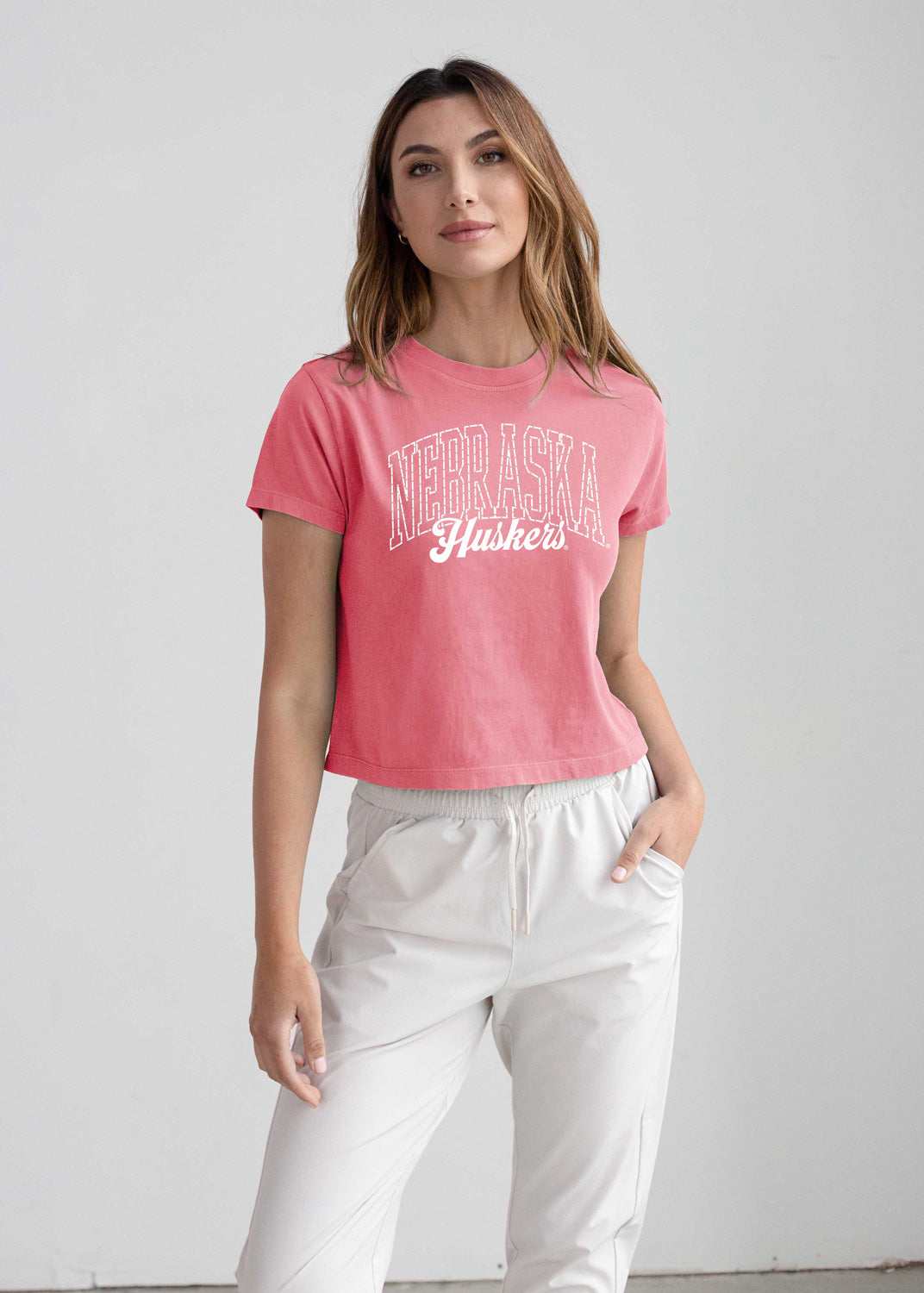The Montauk Tee in Hibiscus - Nebraska Cornhuskers
