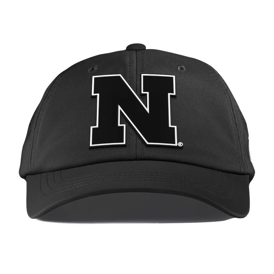 Branded Bills Blackout Performance Dad Hat, Curved Bill, Velcro - Nebraska Cornhuskers