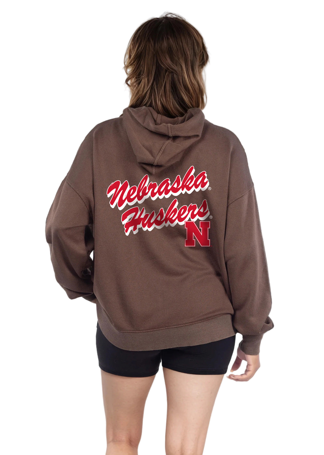 Women's Brown Full Zip Hoodie Jacket Nebraska Cornhuskers