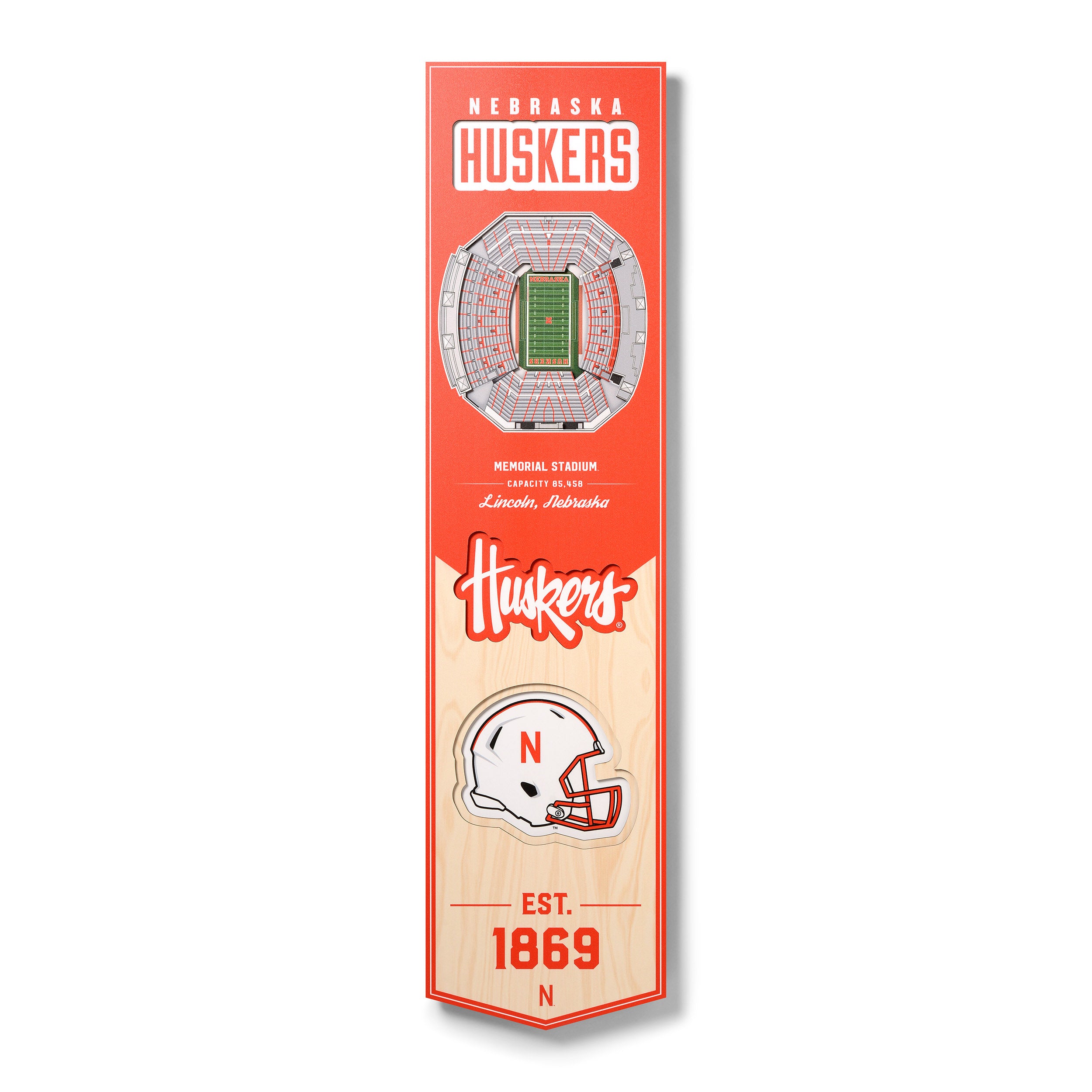 6" x 19" 3D Banner - Nebraska Cornhuskers