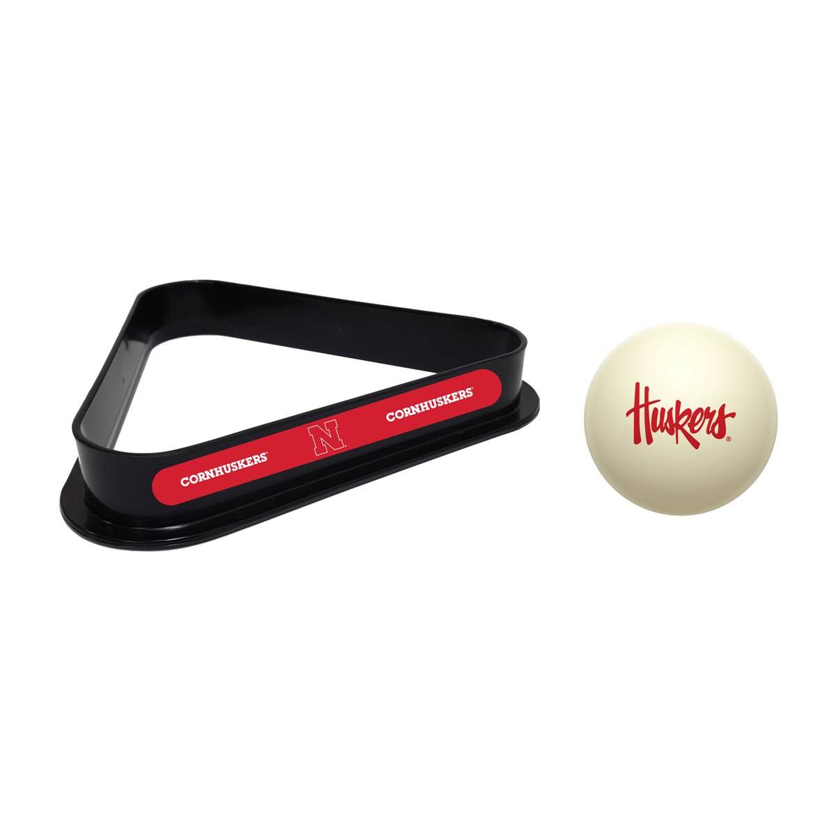 8-Ball Billiard Triangle and Huskers Cue Ball - Holland - Nebraska Cornhuskers