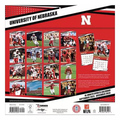 Nebraska Cornhuskers 2026 Wall Calendar