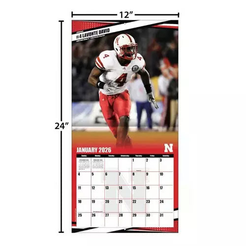 Nebraska Cornhuskers 2026 Wall Calendar