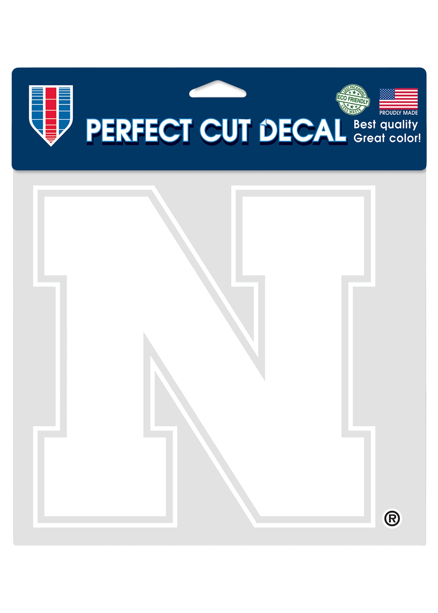 8x8 Perfect Cut Decal White N Nebraska Cornhuskers