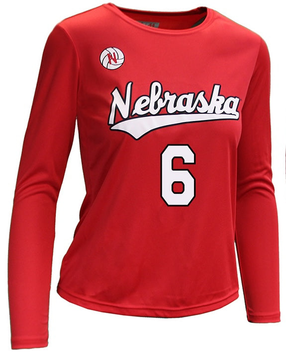 NEBRASKA VOLLEYBALL CHOBOY NUMBER 6 ADULT JERSEY