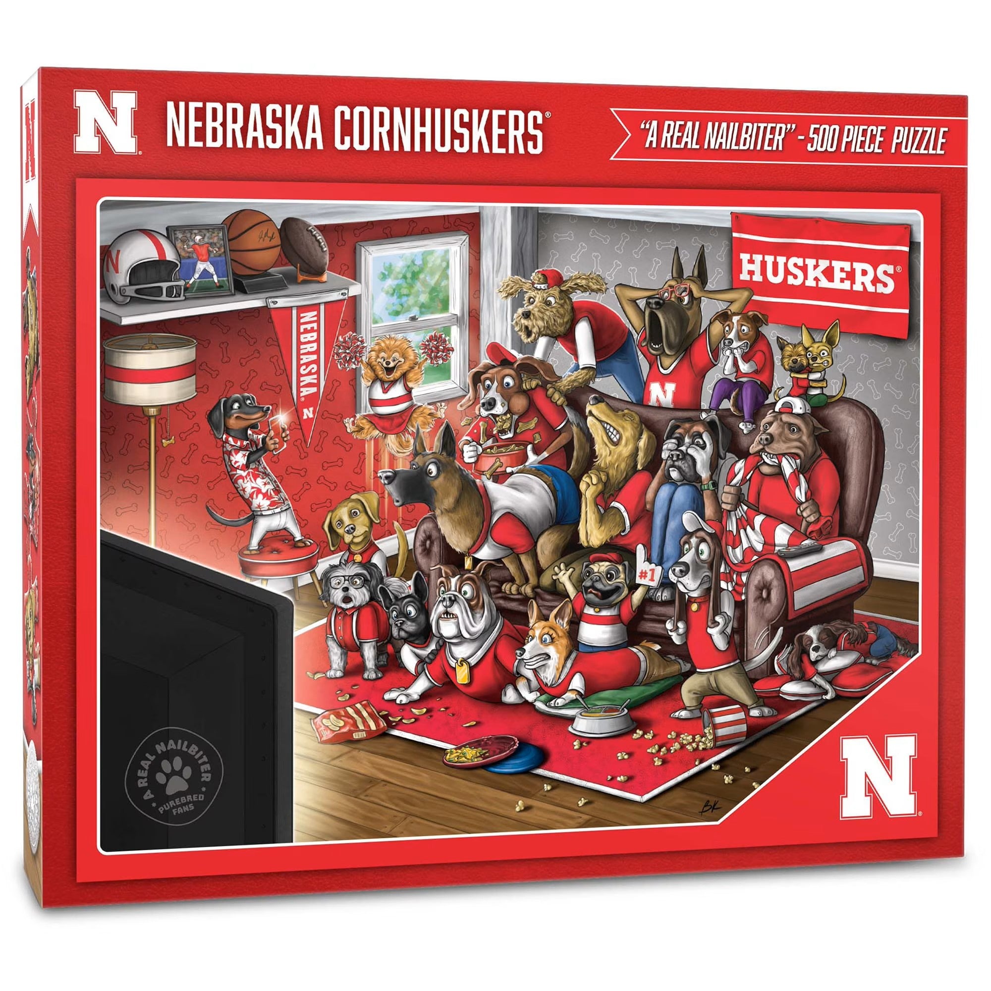 A Real Nailbiter Dog 500-piece Puzzle - Nebraska Cornhuskers