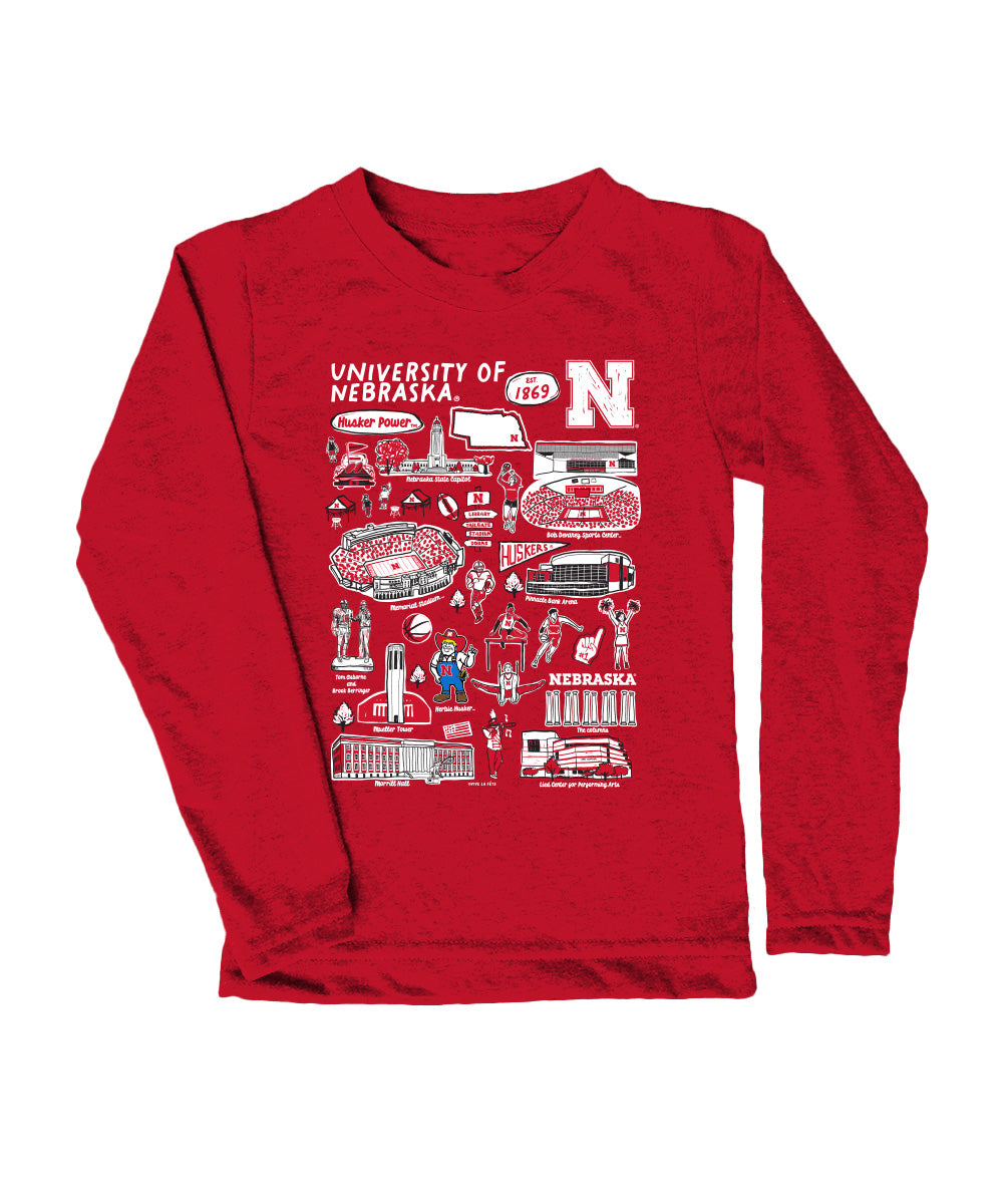 Aaron Impressions Collage Toddler Long Sleeve T-Shirt - Nebraska Cornhuskers