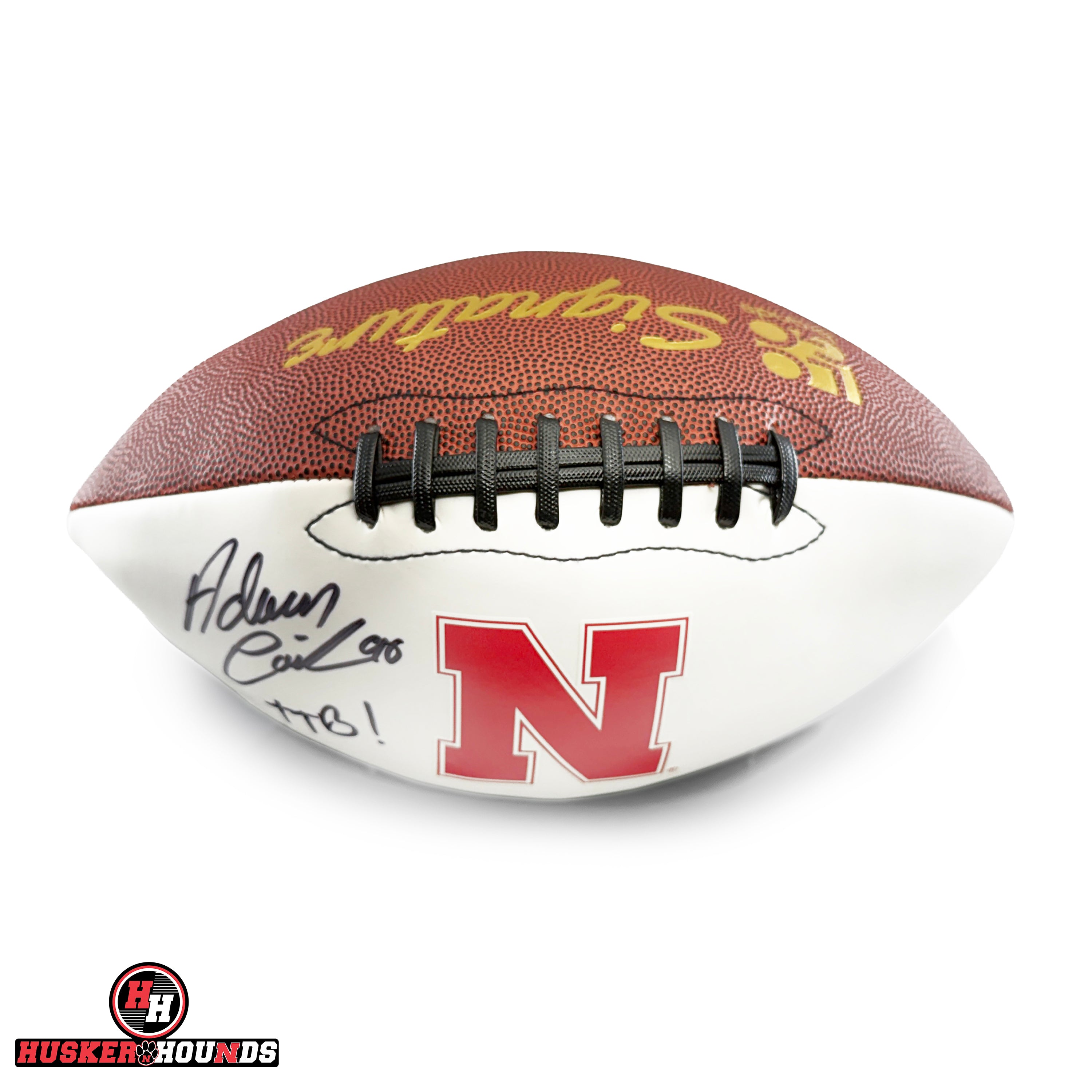Adam Carriker Autographed Football - Nebraska Cornhuskers