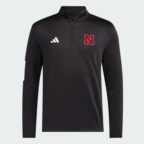 Adidas Black Golf 1/2 Zip IS7077 Nebraska Cornhuskers