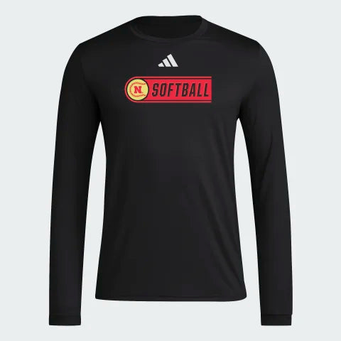 Adidas Black Softball Long Sleeve Dri-Fit Tee Nebraska Cornhuskers