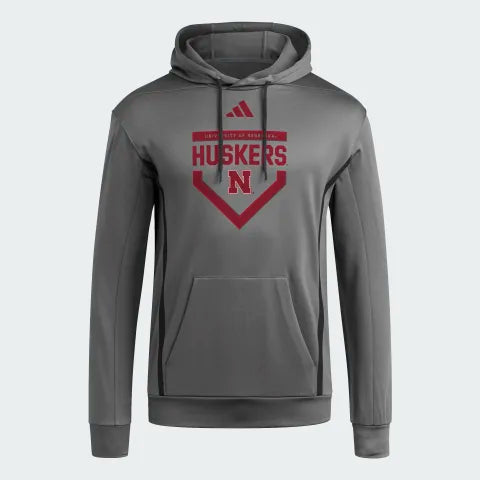 Adidas Grey Baseball Hoodie JY1457 Nebraska Cornhuskers