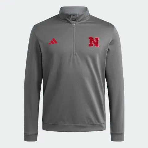 Adidas Grey Elevated 14 Zip JZ8573 Nebraska Cornhuskers