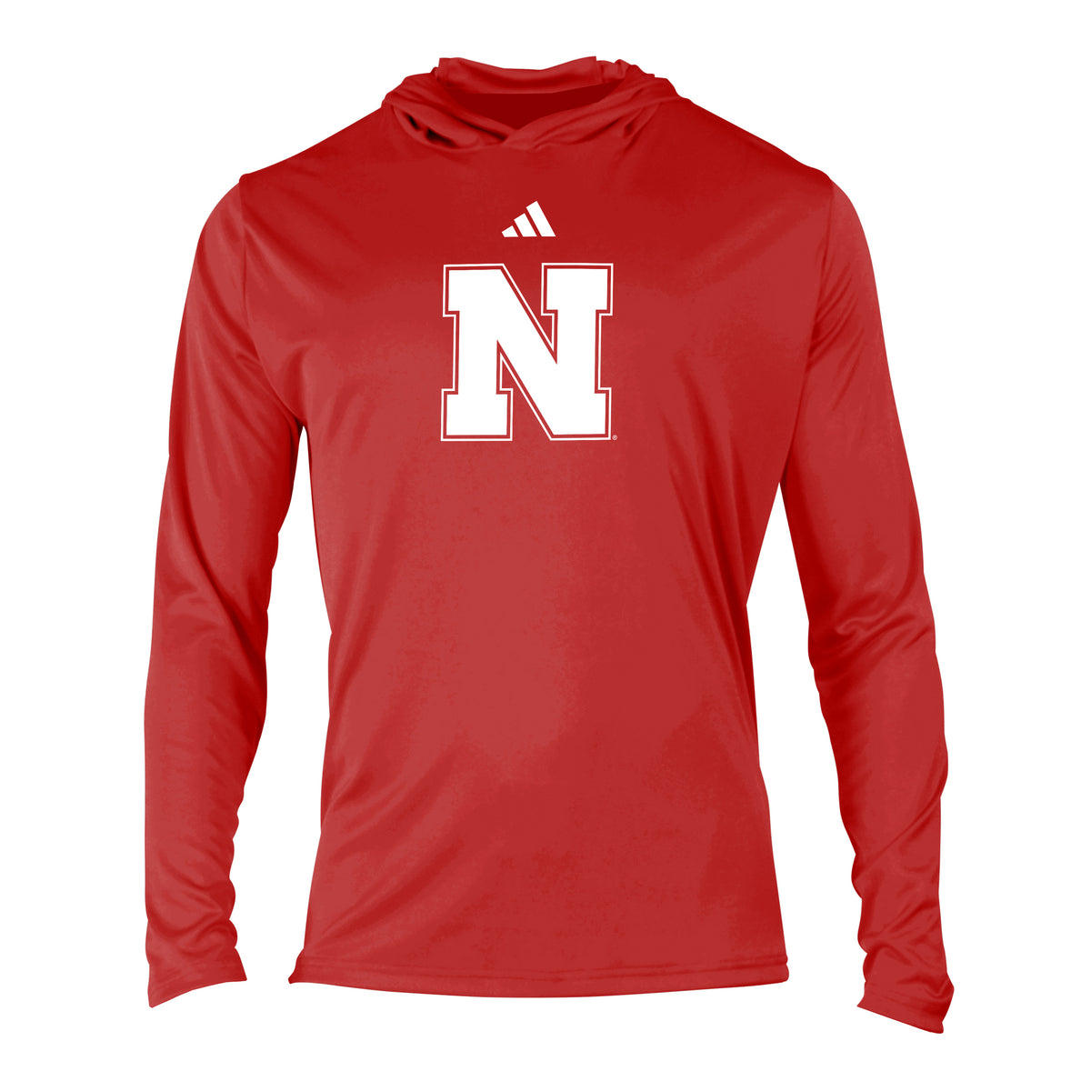 Adidas Men's Long Sleeve Hoodie in Red - Nebraska Cornhuskers