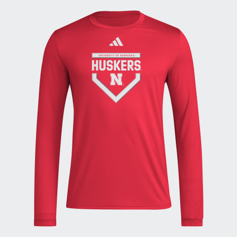 Adidas Red Baseball Long Sleeve Pregame Dri-Fit Tee JY1430 Nebraska Cornhuskers
