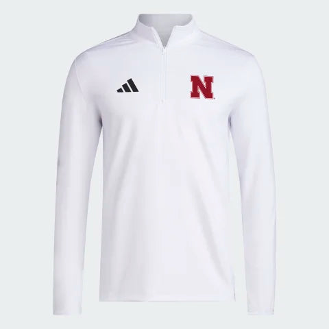 Adidas White Golf 1/2 Zip IN6330 Nebraska Cornhuskers