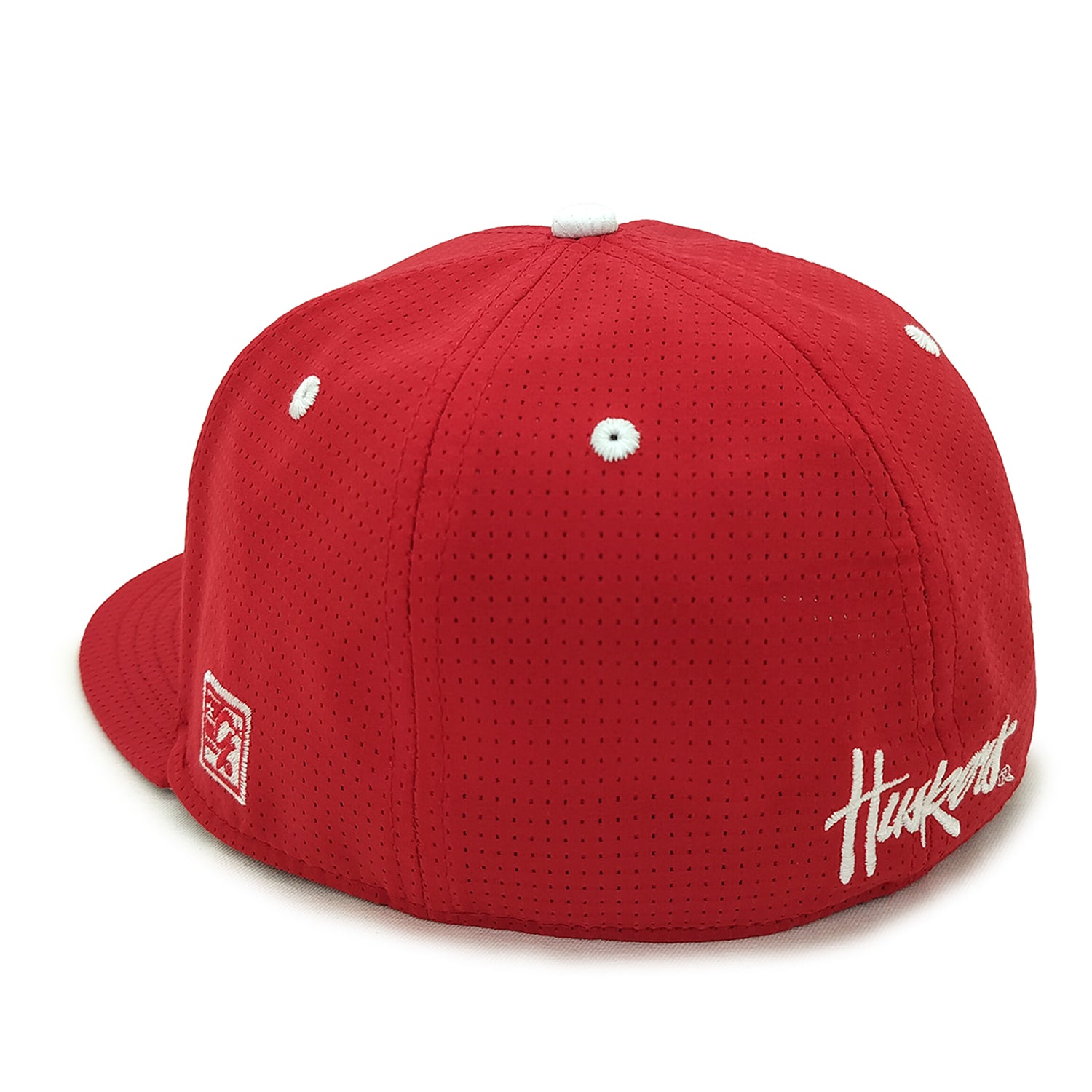 Air-Tek Breathable Fabric in Red Stretch-Fit Hat, Flat Cap, Fitted - Nebraska Cornhuskers