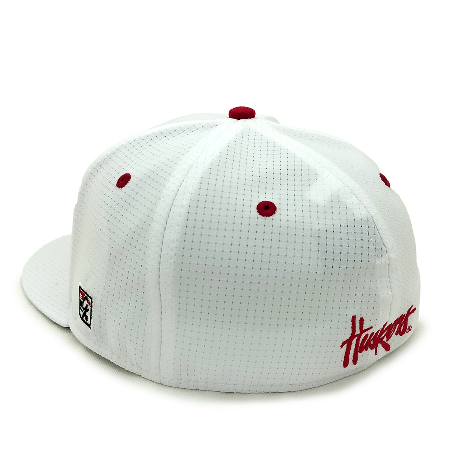 Air-Tek Breathable Fabric in White Stretch-Fit Hat, Flat Cap, Fitted - Nebraska Cornhuskers