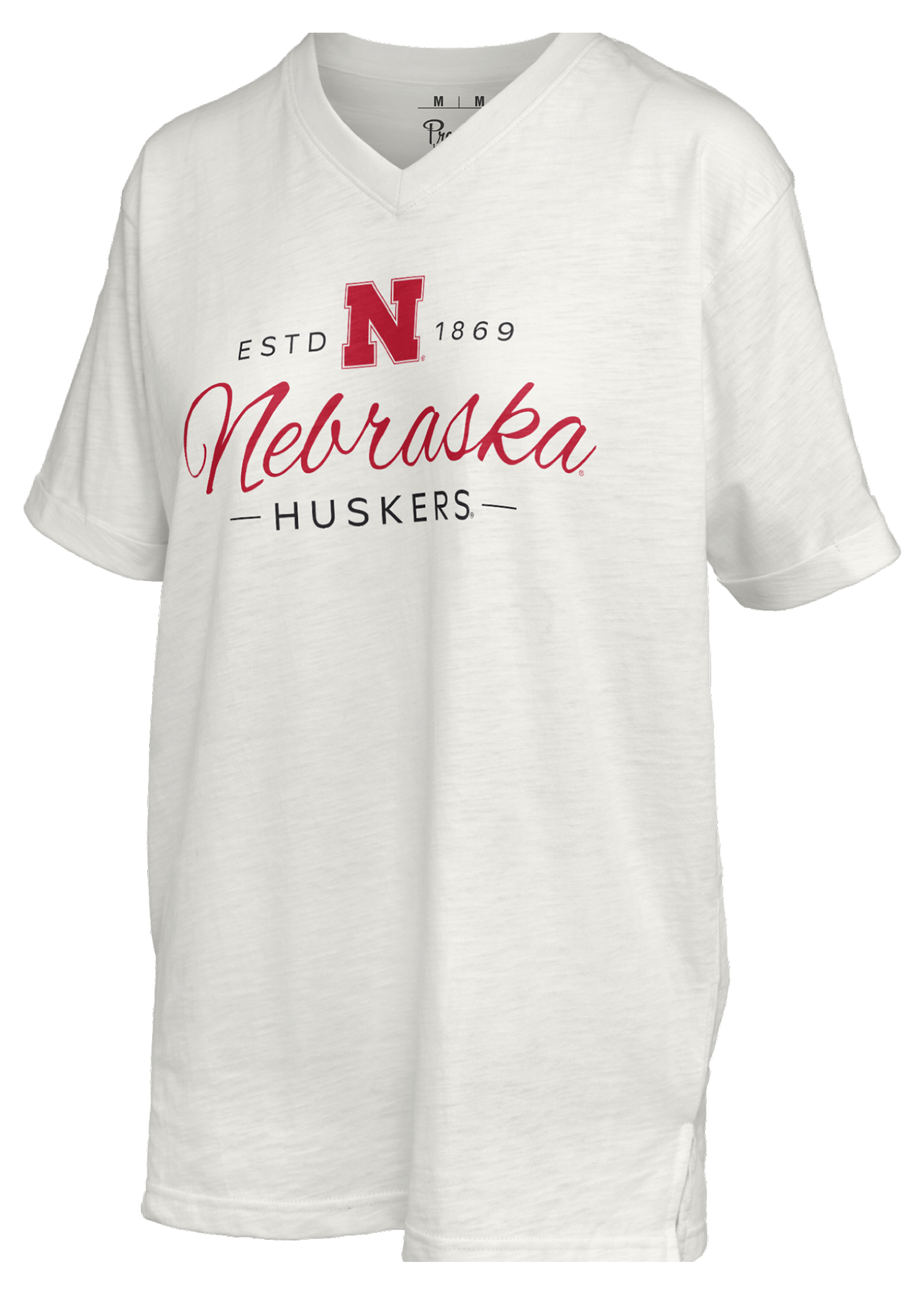 Alexus Script White Tee Pressbox - Nebraska Cornhuskers