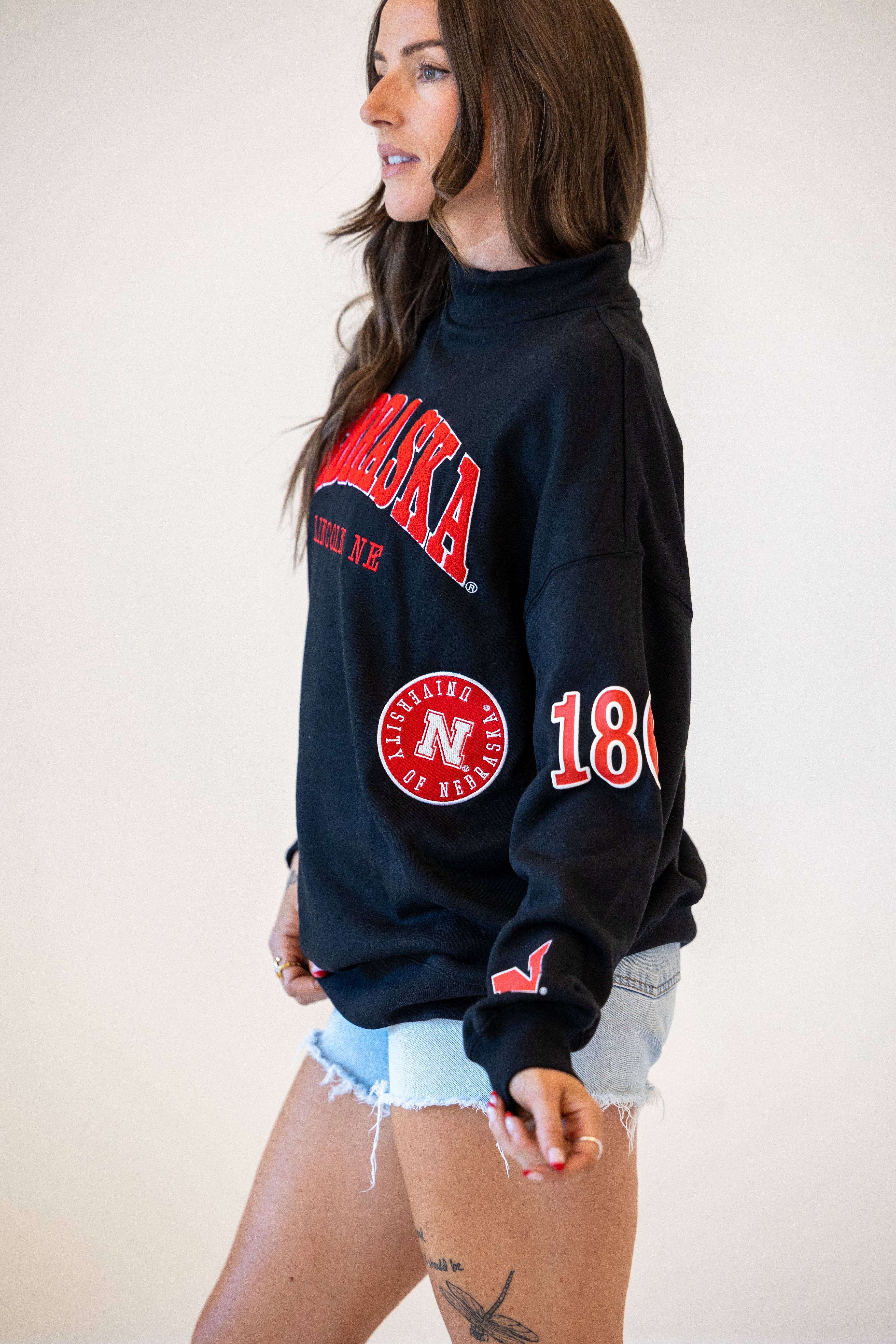 All Over Scatter Oversized Funnel Neck - Nebraska Cornhuskers