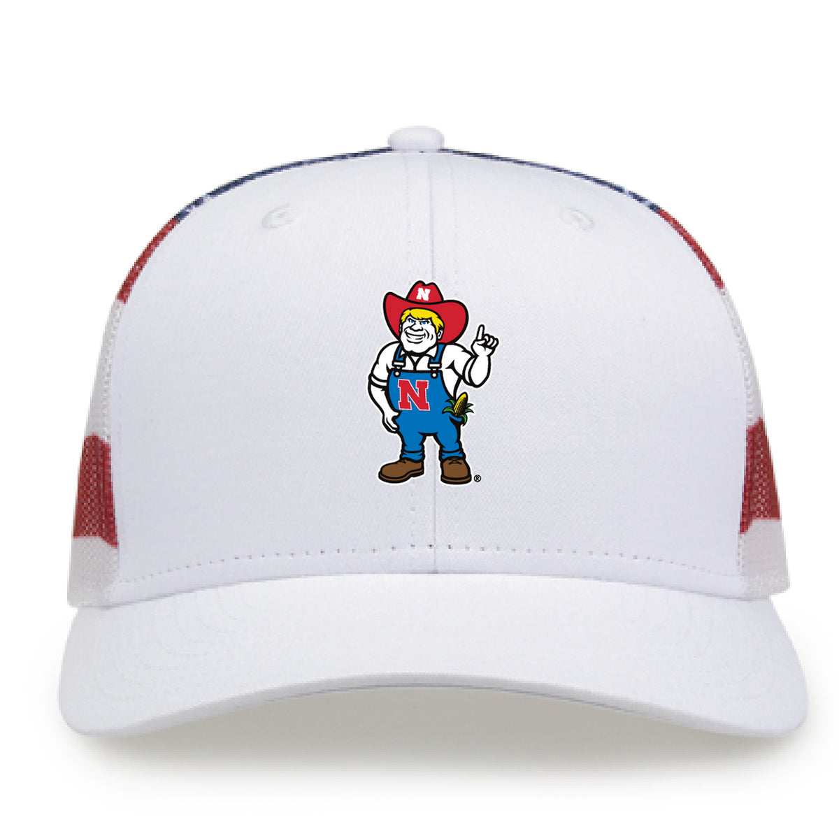 American Flag Herbie Patriotic Hat, Pre-Curved Bill, Snapback - Nebraska Cornhuskers