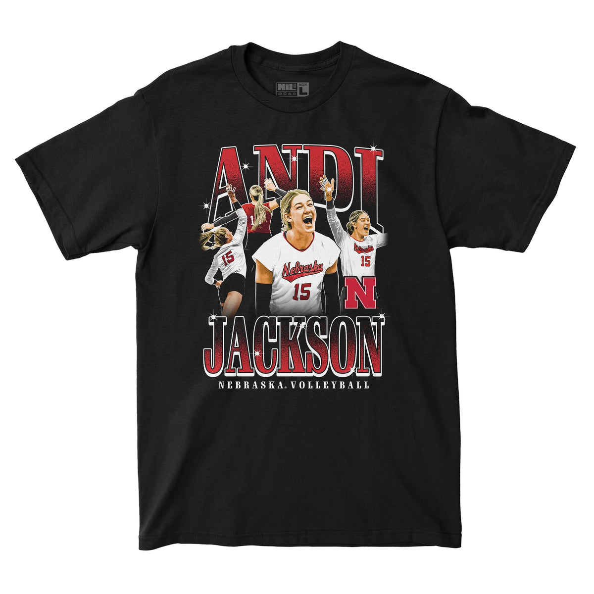 Andi Jackson NIL Retro Black Tee Nebraska Volleyball