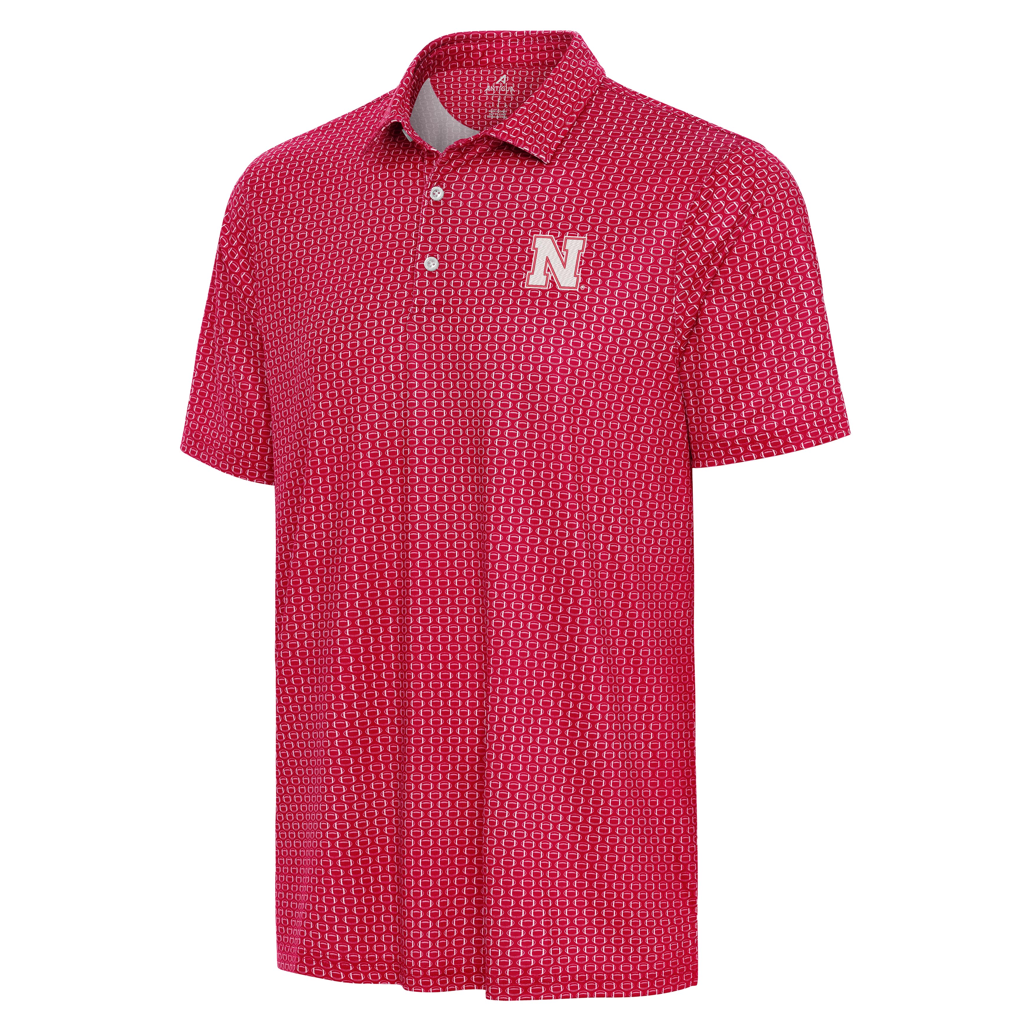 Antigua Dark Red Huddle Polo - Nebraska Cornhuskers