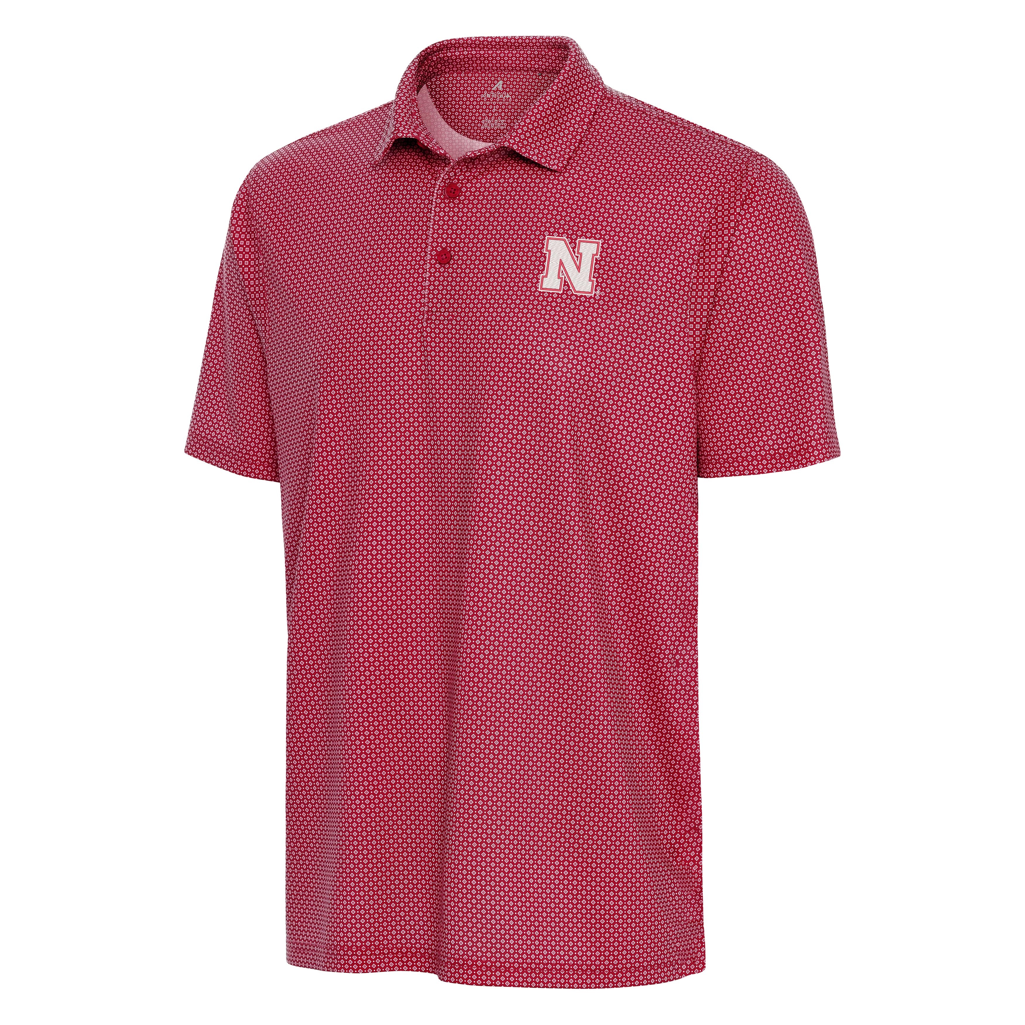 Antigua Dark Red Trellis Polo - Nebraska Cornhuskers