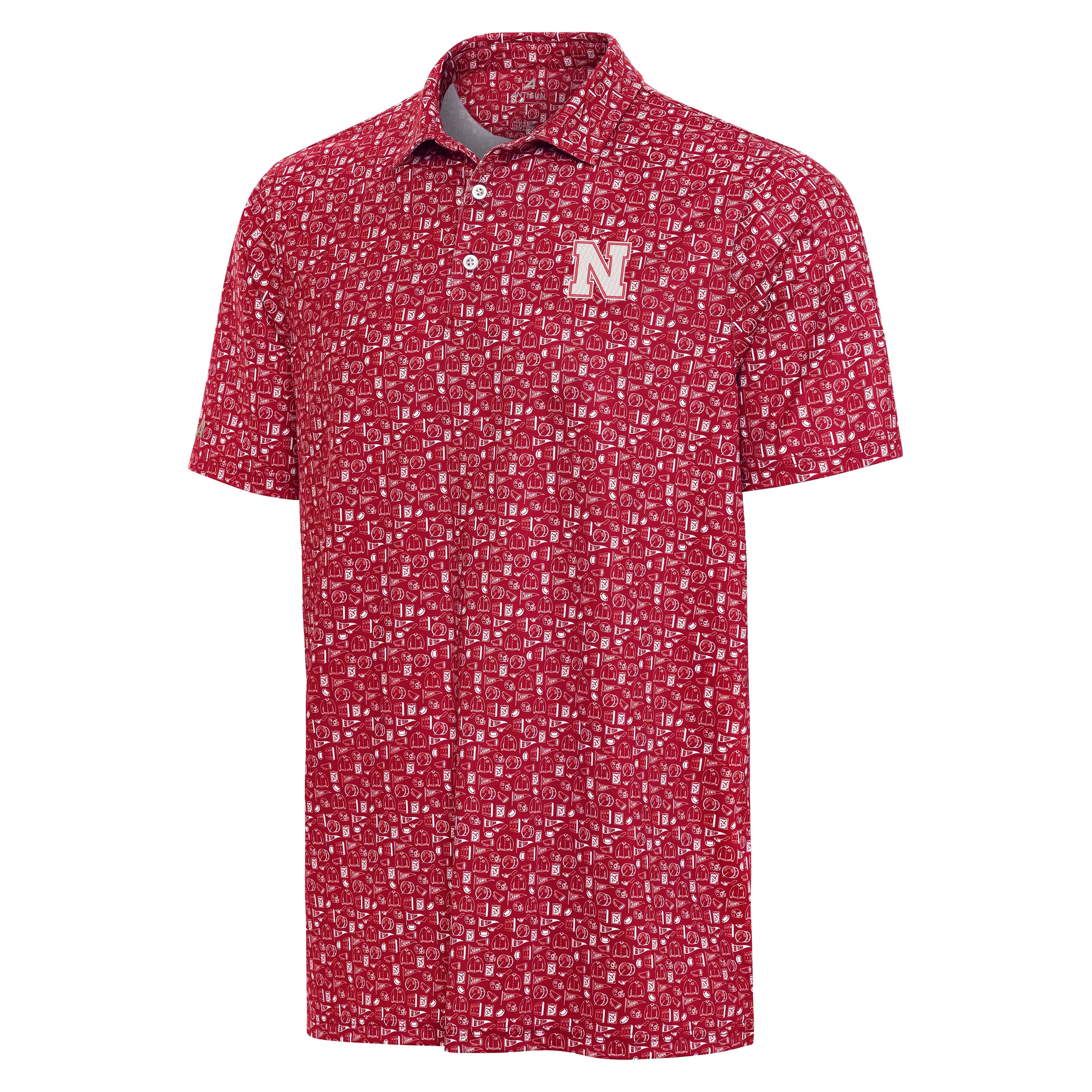 Antigua Dark Red University Polo - Nebraska Cornhuskers