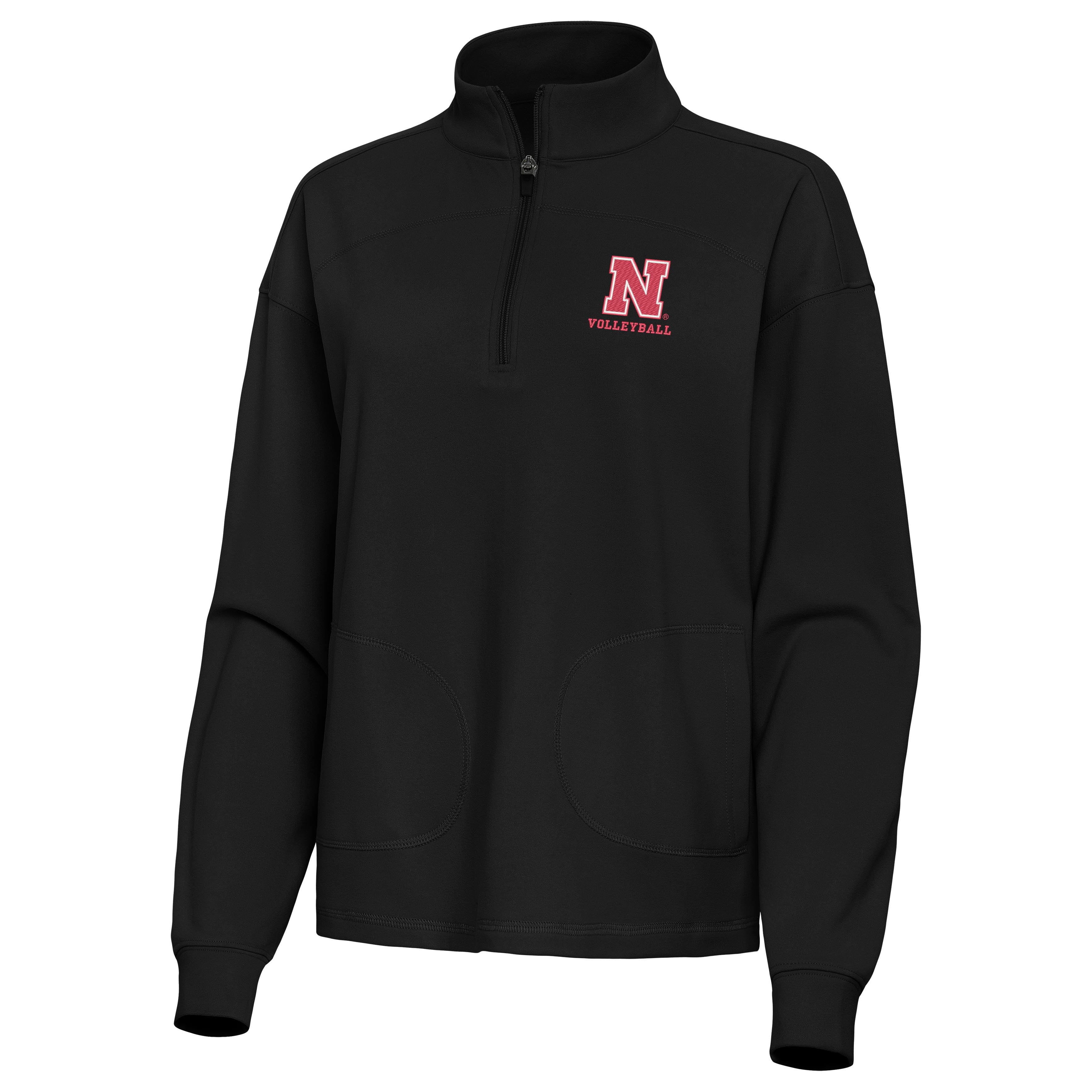 Antigua Women's Volleyball Black Echelon Half-Zip Pullover - Nebraska Cornhuskers