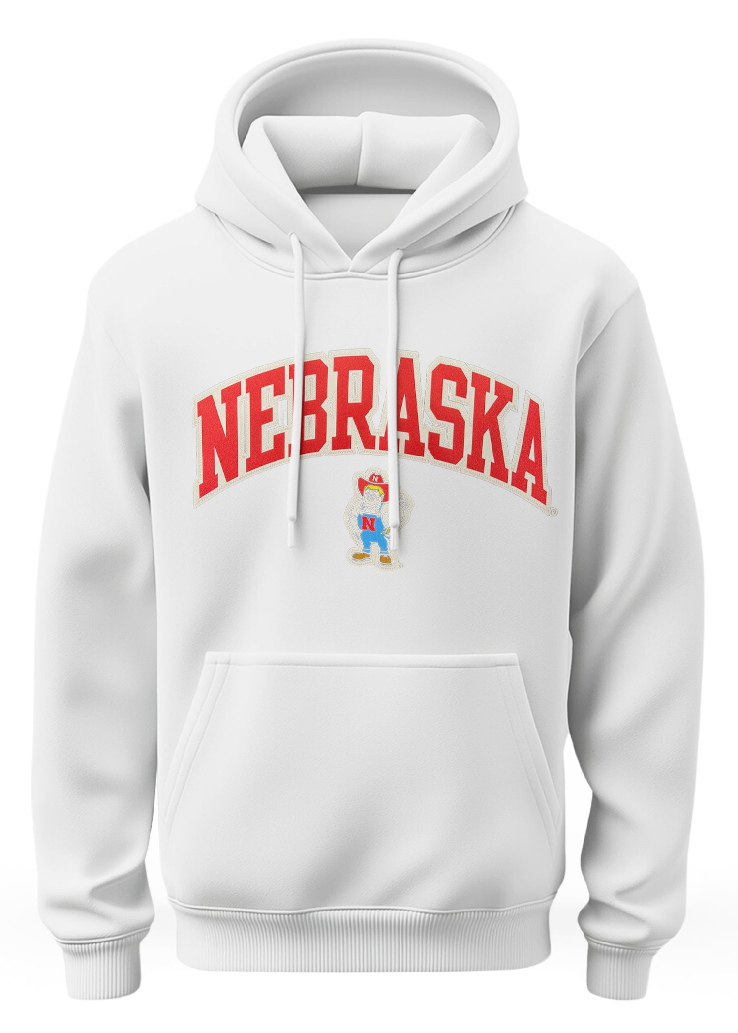 Arched Nebraska Herbie Stitched White Hoodie