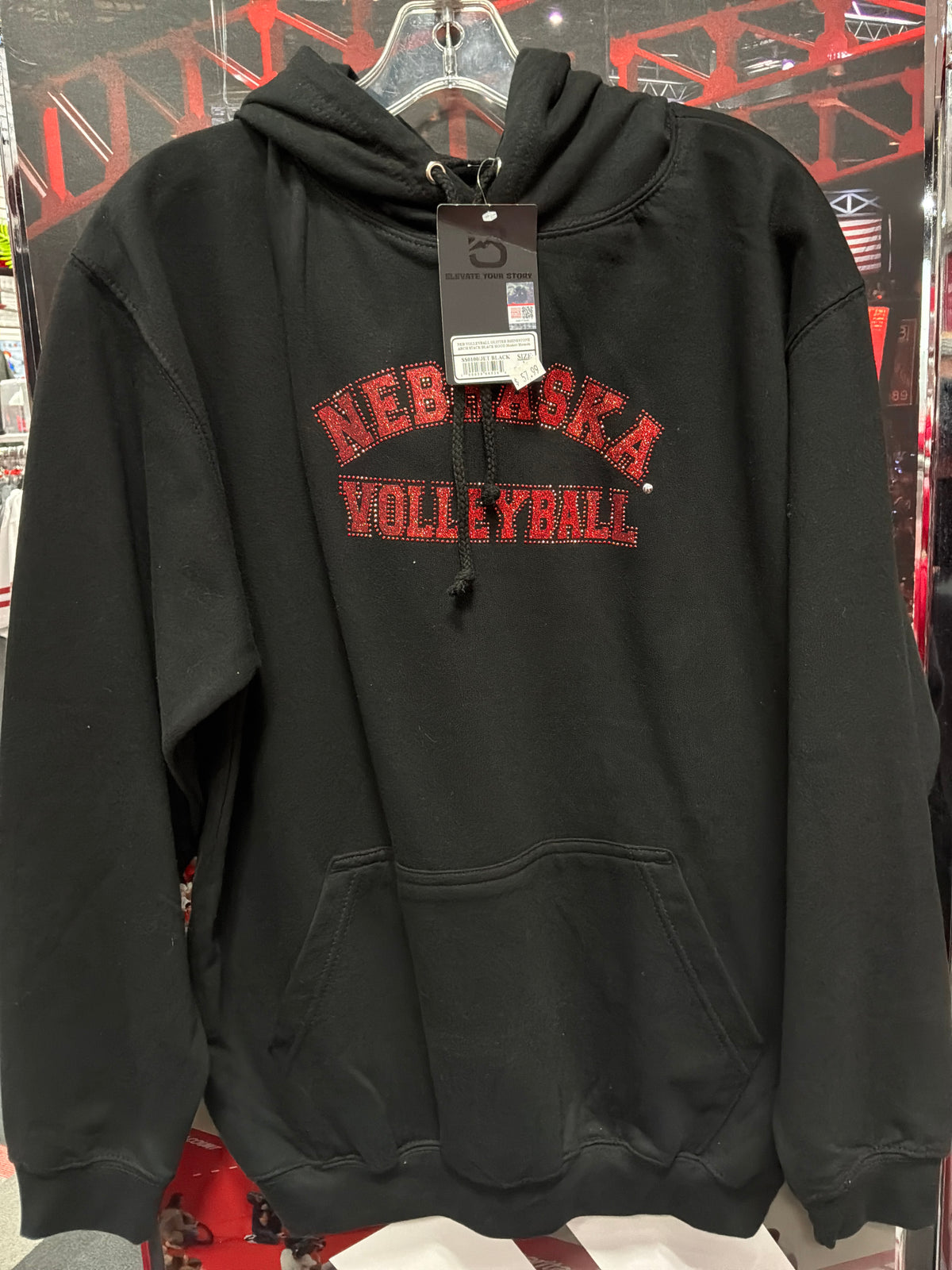 Bling Black Volleyball Hoodie - Nebraska Cornhuskers