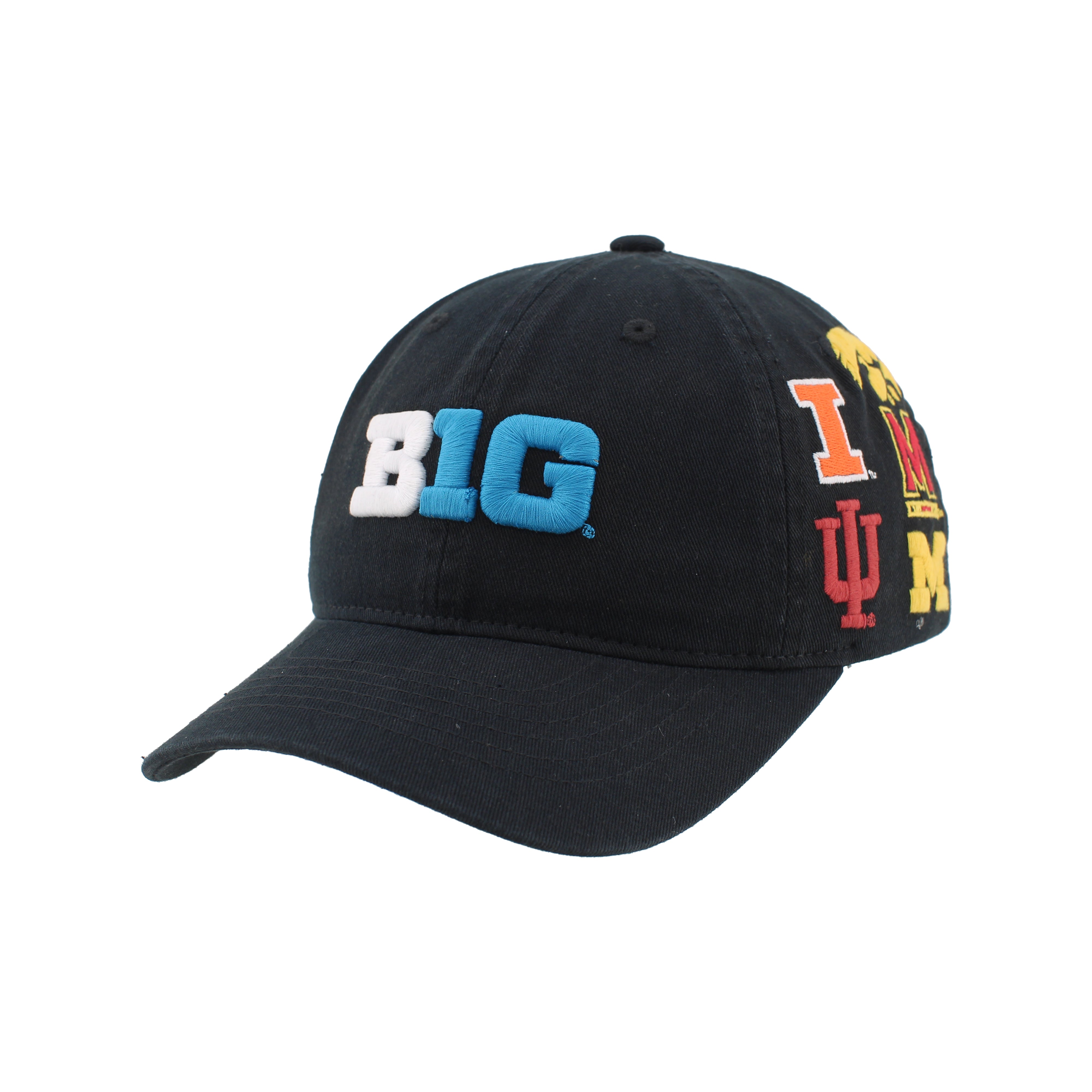 BIG10 All Over Embroidered Teams in Black Hat, Curved Bill, Strapback - Nebraska Cornhuskers