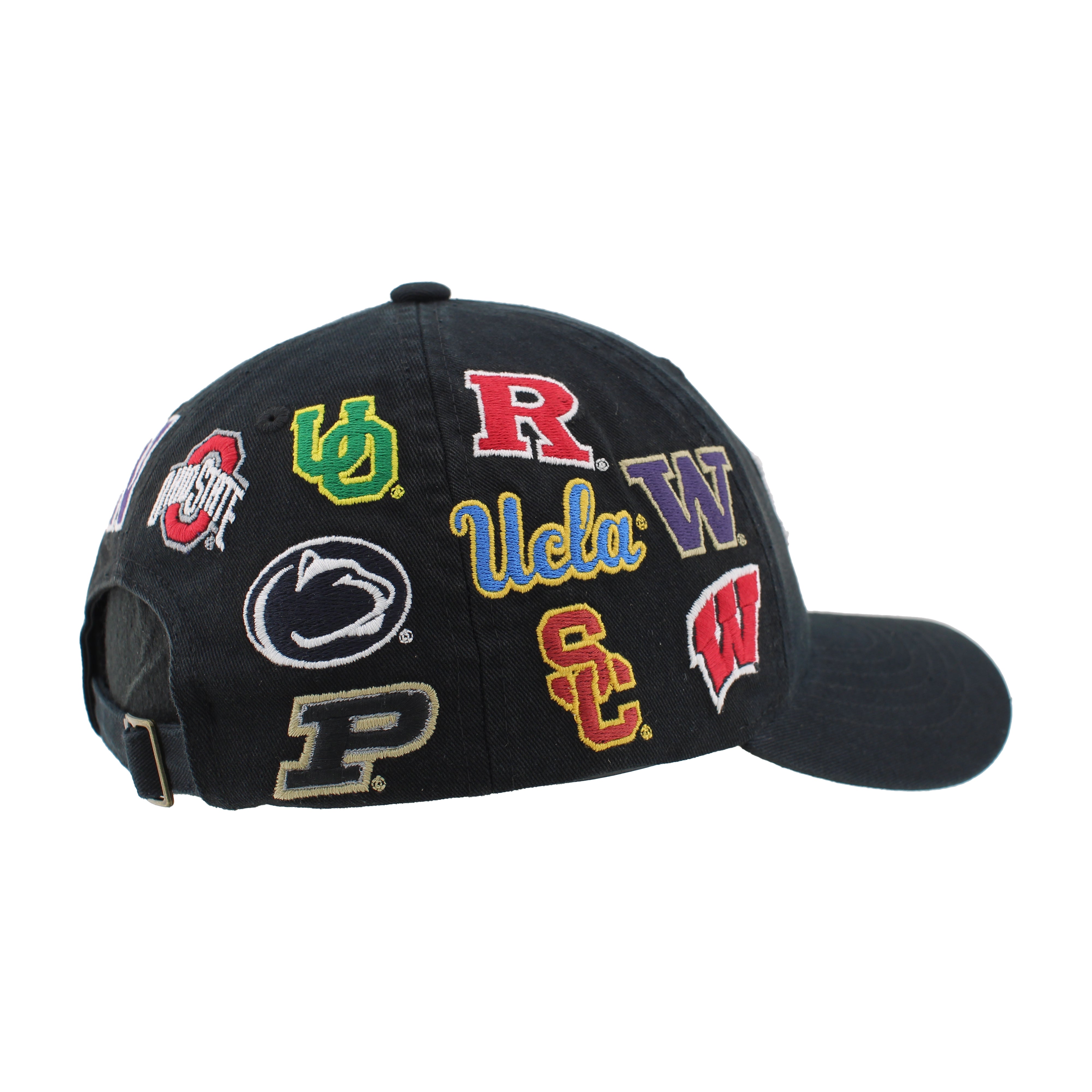BIG10 All Over Embroidered Teams in Black Hat, Curved Bill, Strapback - Nebraska Cornhuskers