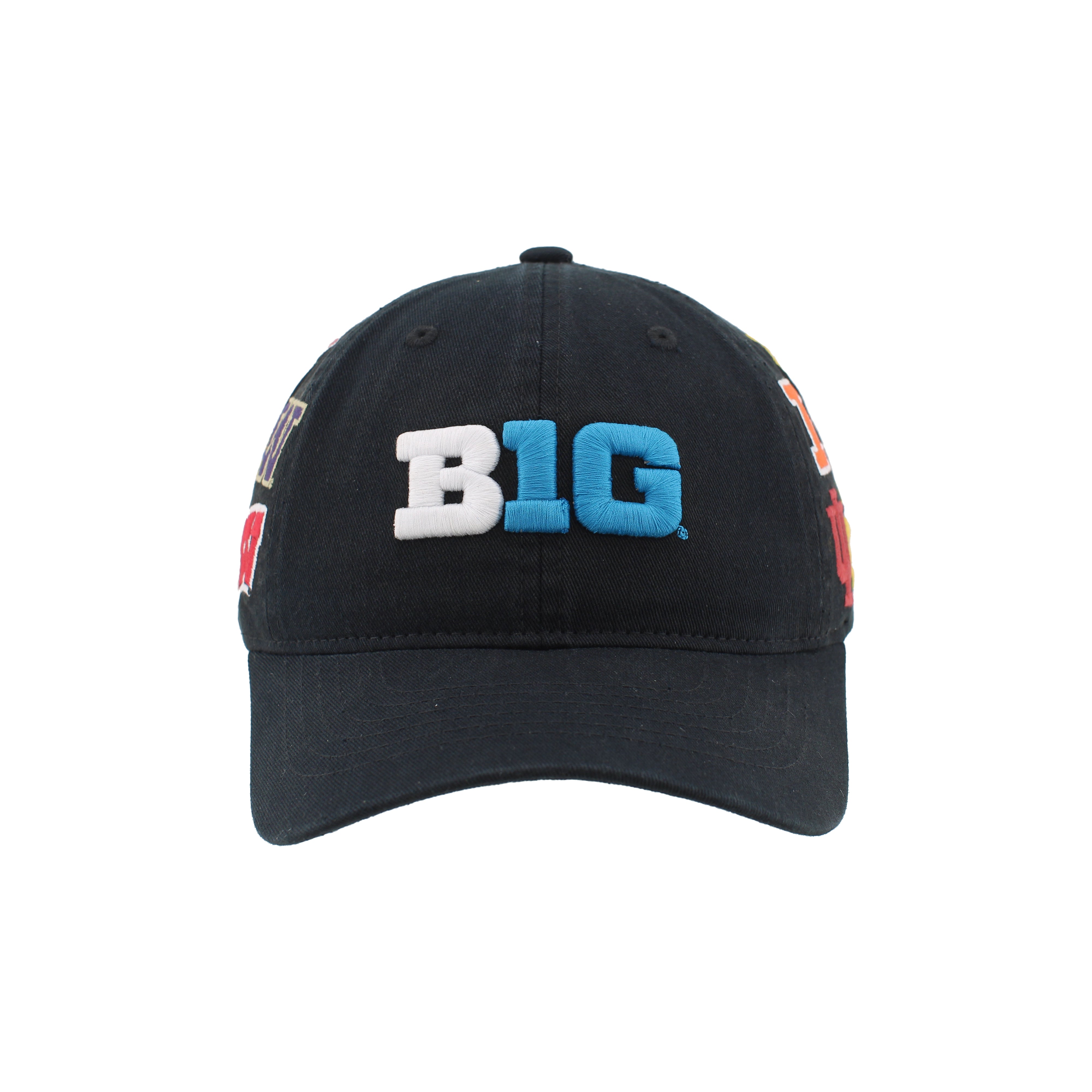 BIG10 All Over Embroidered Teams in Black Hat, Curved Bill, Strapback - Nebraska Cornhuskers
