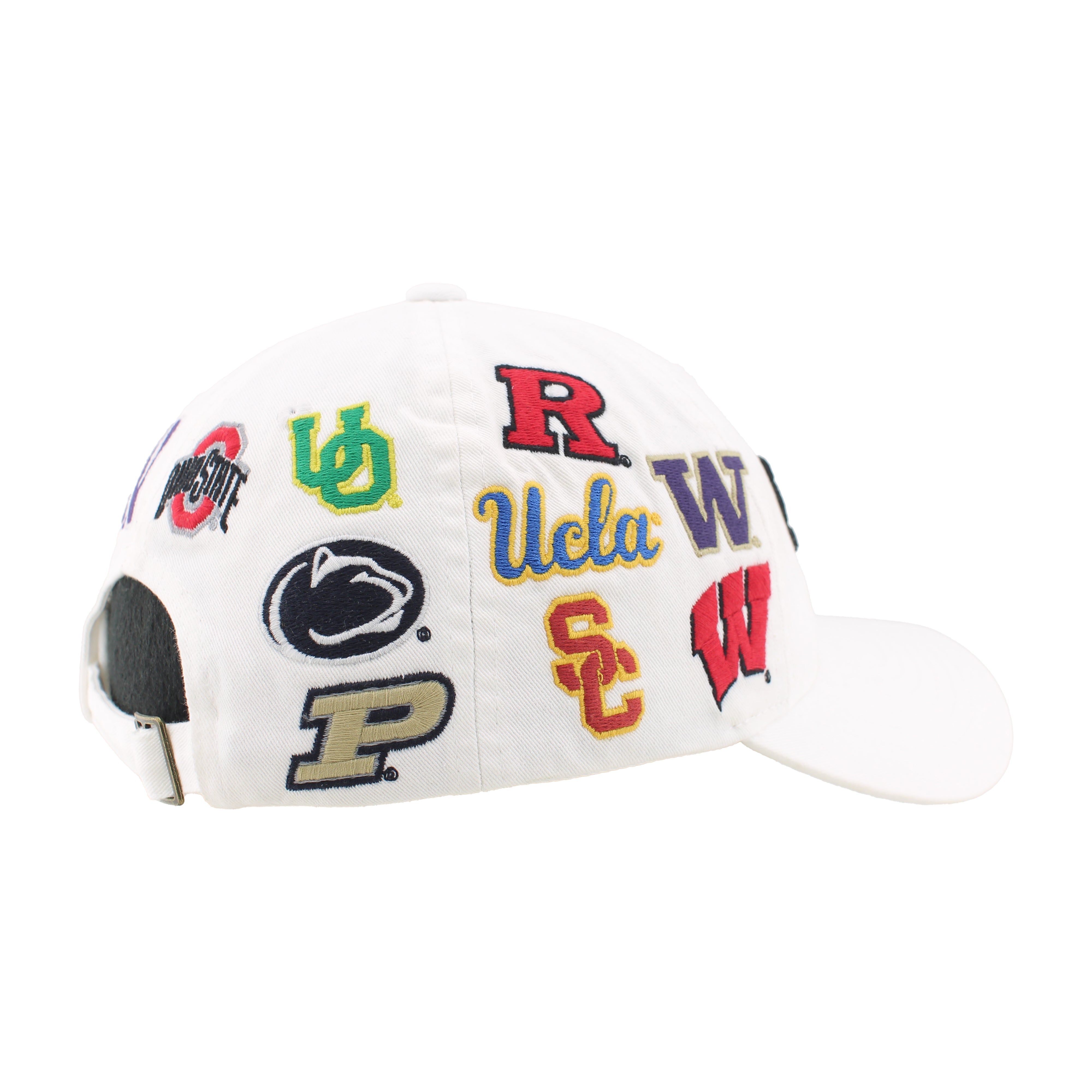 BIG10 All Over Embroidered Teams in White Hat, Curved Bill, Strapback - Nebraska Cornhuskers