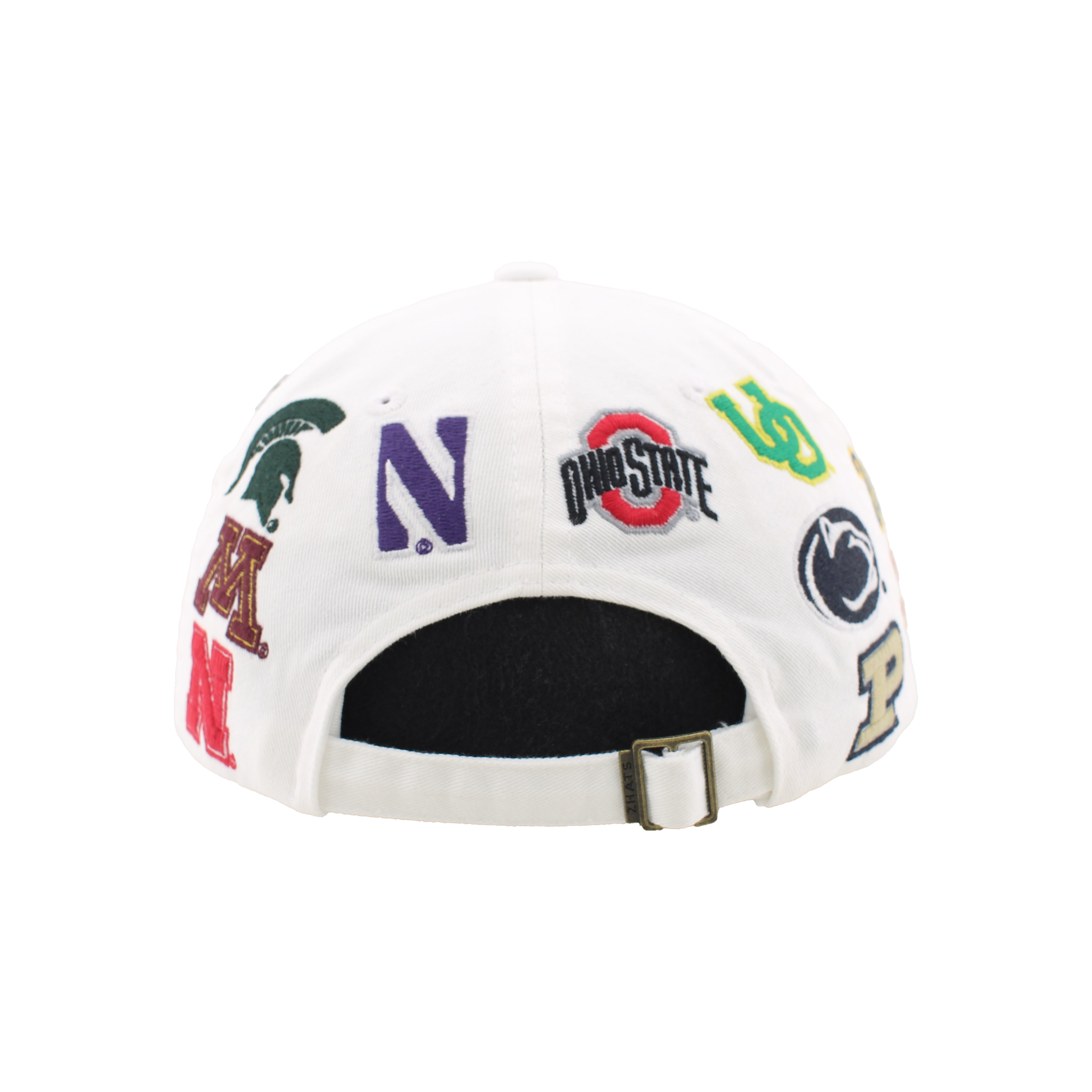 BIG10 All Over Embroidered Teams in White Hat, Curved Bill, Strapback - Nebraska Cornhuskers