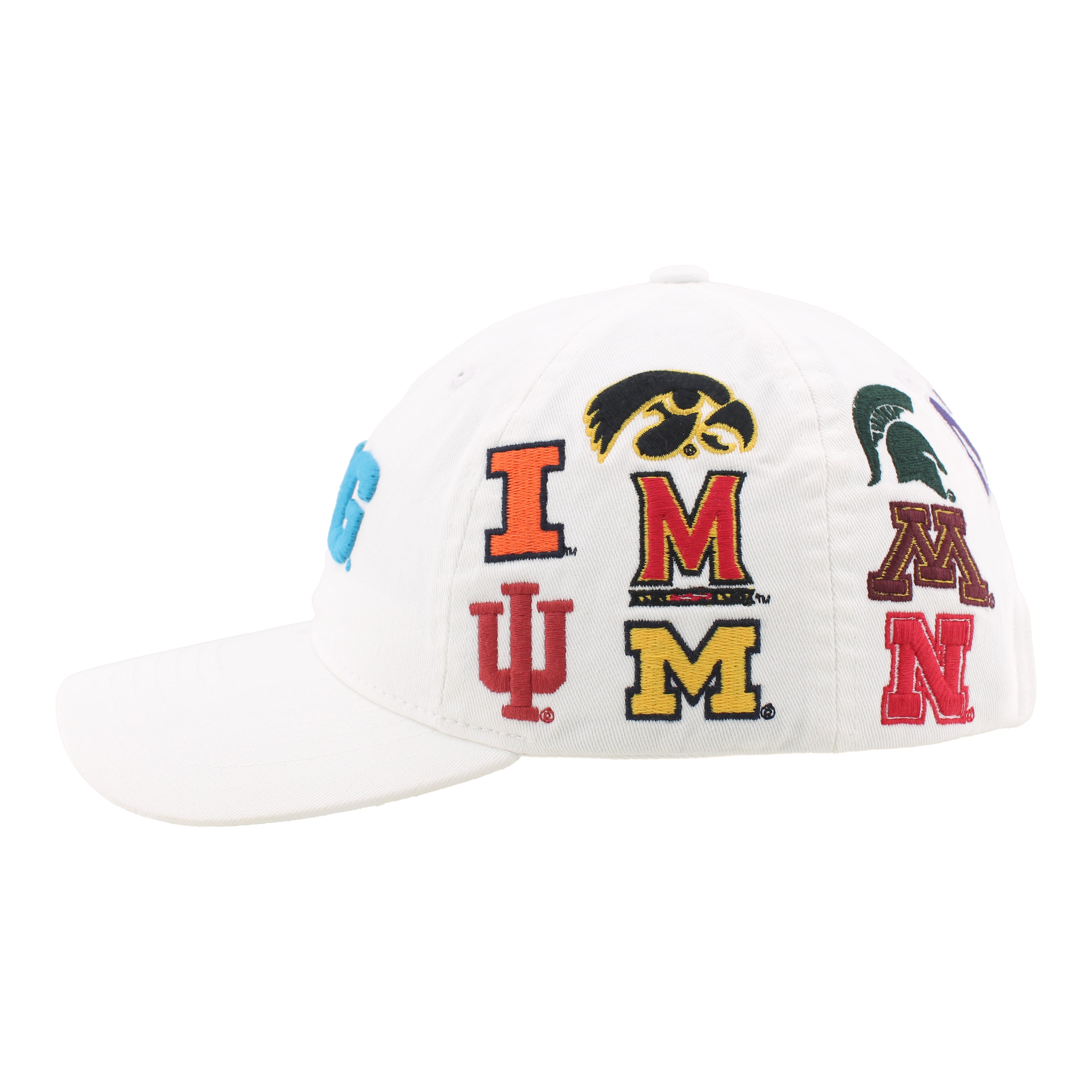 BIG10 All Over Embroidered Teams in White Hat, Curved Bill, Strapback - Nebraska Cornhuskers