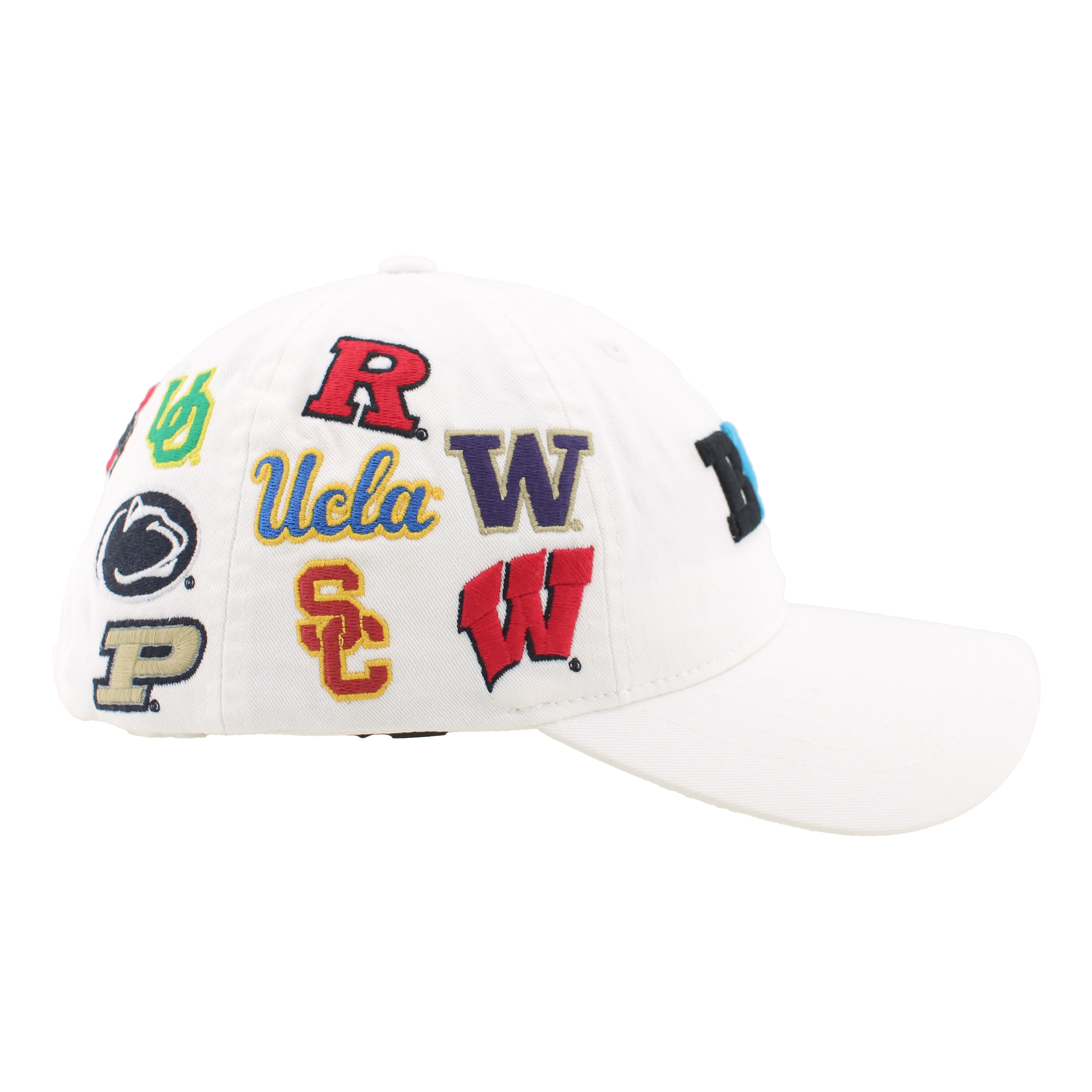 BIG10 All Over Embroidered Teams in White Hat, Curved Bill, Strapback - Nebraska Cornhuskers