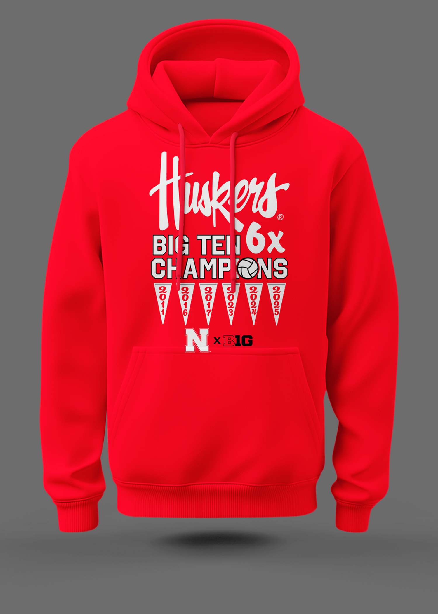 BIG10 6x Champions Husker Volleyball - BIG 10 Conference Champions 2026 Hoodie