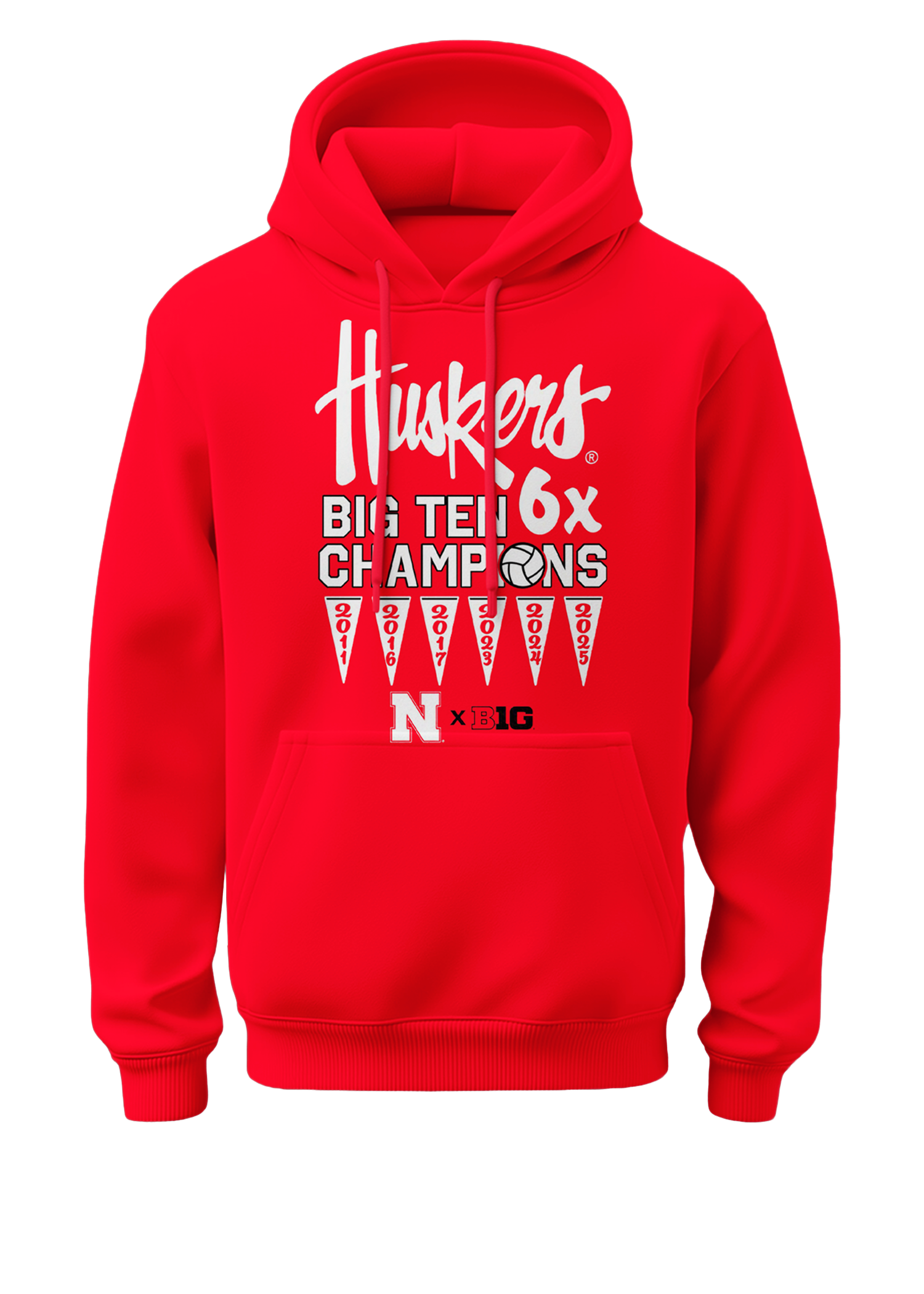 BIG10 6x Champions Husker Volleyball - BIG 10 Conference Champions 2026 Hoodie