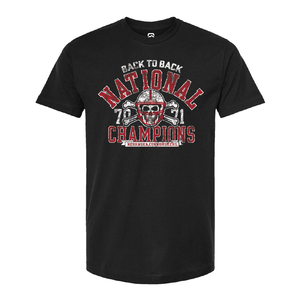 Back to Back National Champions Black Tee - Nebraska Cornhuskers