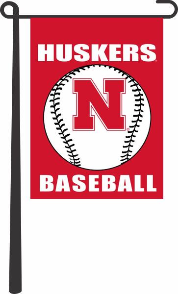 Baseball - Garden Flags Double Sided Silk Screened 13in x 18in Nebraska Cornhuskers