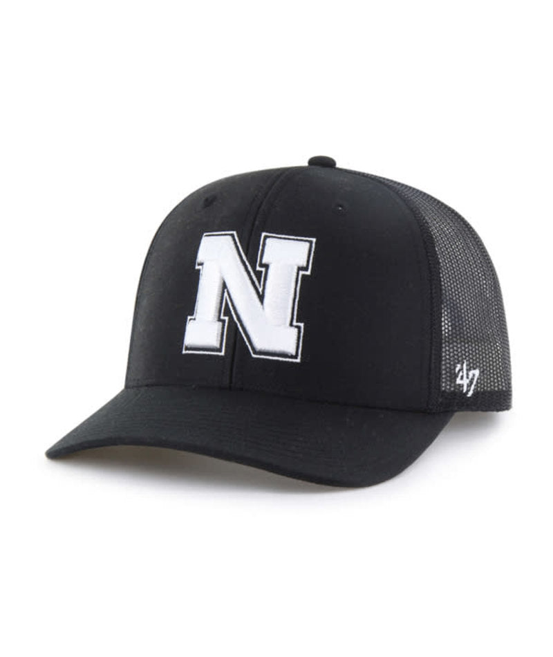 Black '47 Trucker Hat, Curved Bill, Snapback - Nebraska Cornhuskers