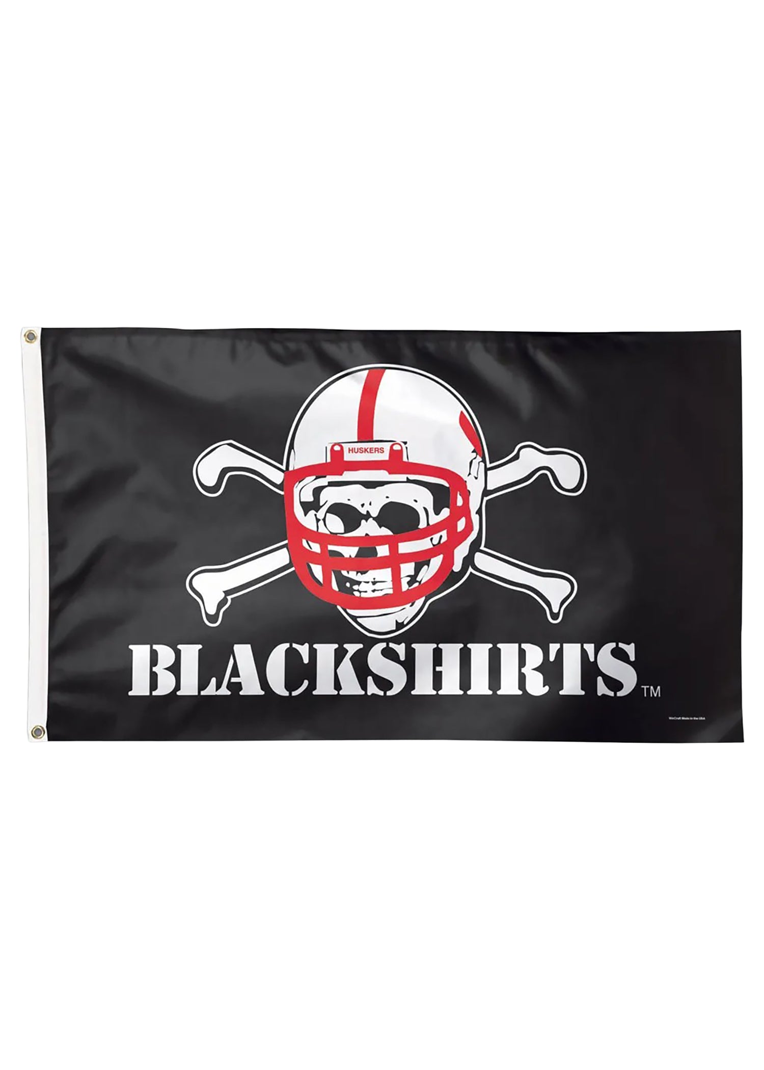 Black Blackshirts - Deluxe Flag Single Sided Silk Screened 3ft x 5ft Nebraska Cornhuskers