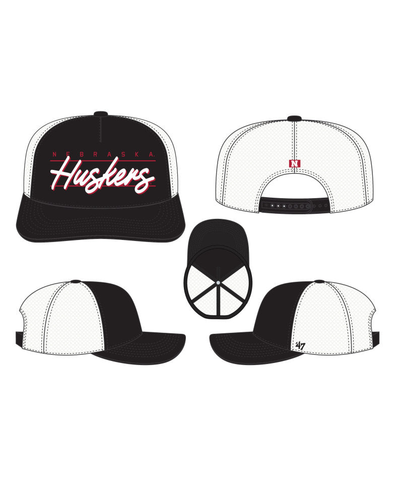 Black Brrr Condor Mesh '47 Hitch Hat, Curved Bill, Snapback - Nebraska Cornhuskers