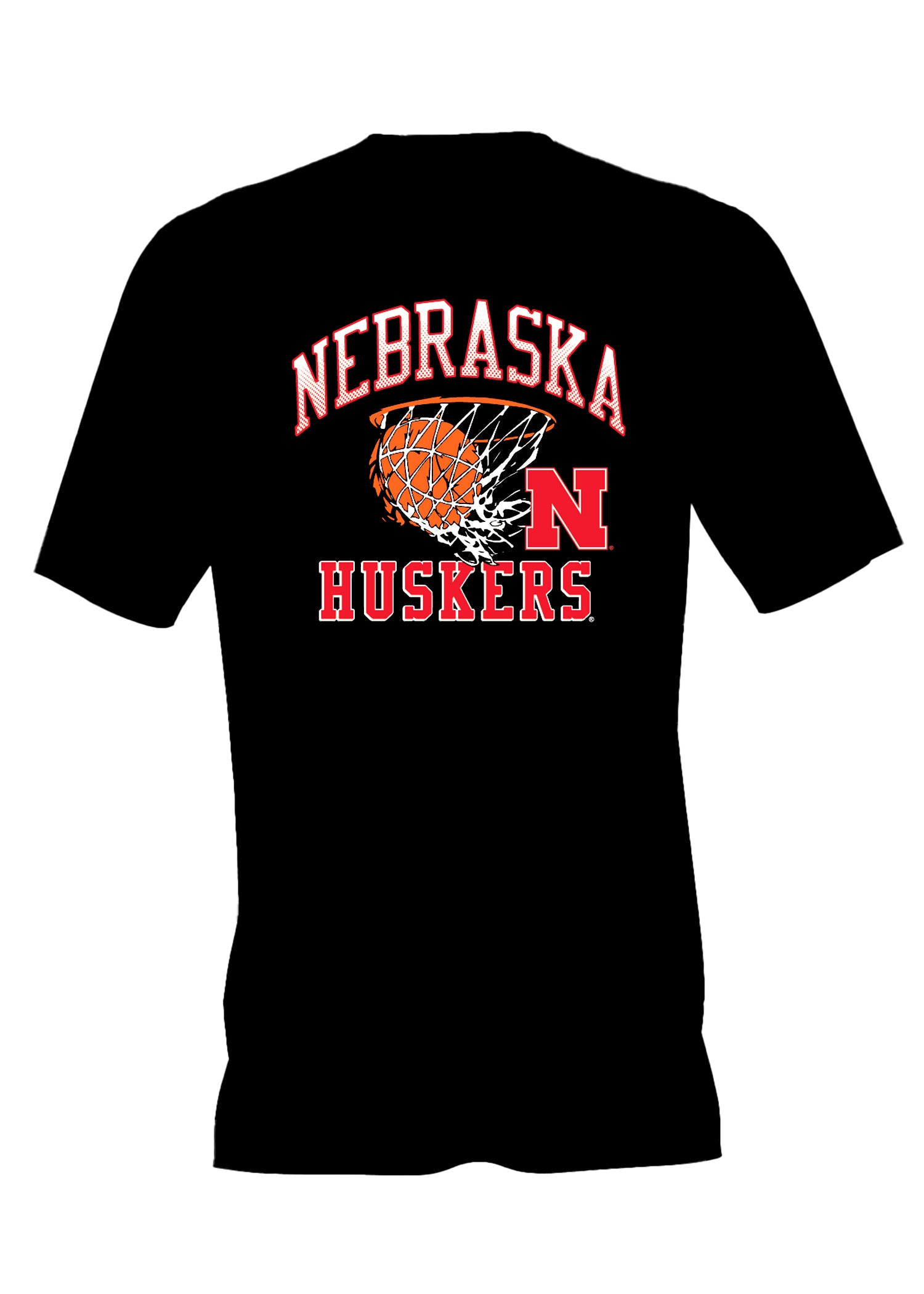Black Nebraska Basketball Net Swoosh Tee - Nebraska Cornhuskers