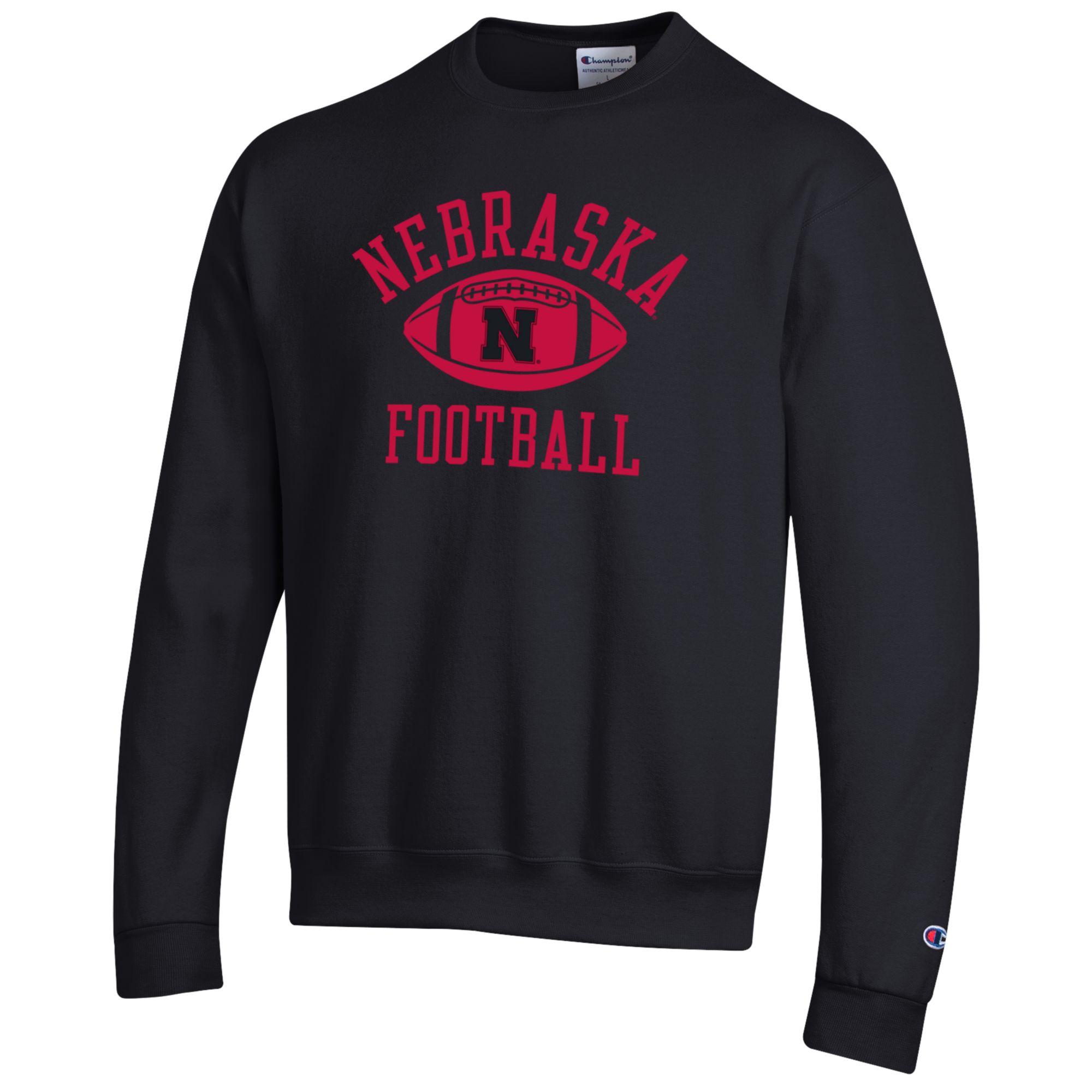 Black Nebraska Football Graphic N Crew - Nebraska Cornhuskers